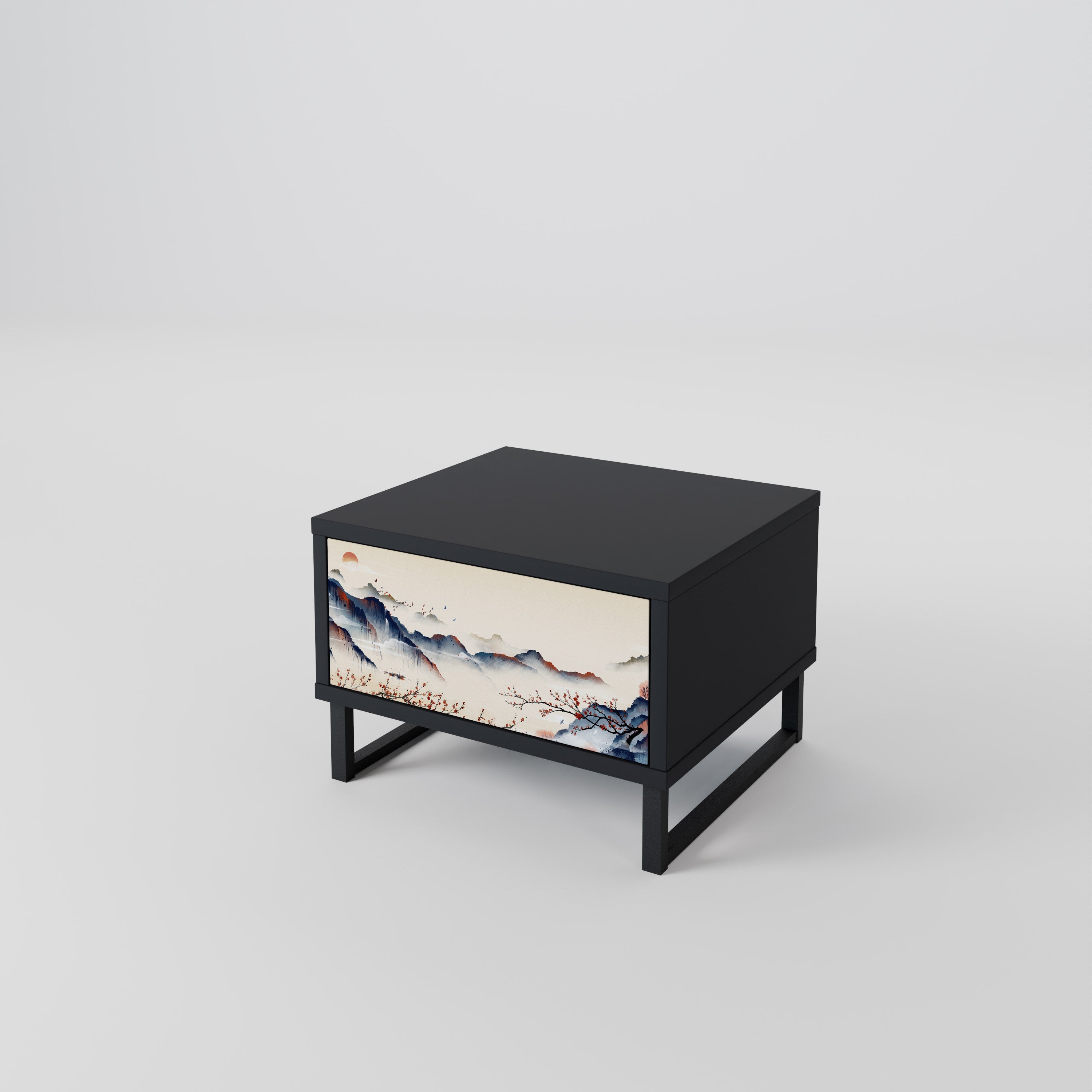 JAPANESE LANDSCAPE Nachttisch in Schwarz