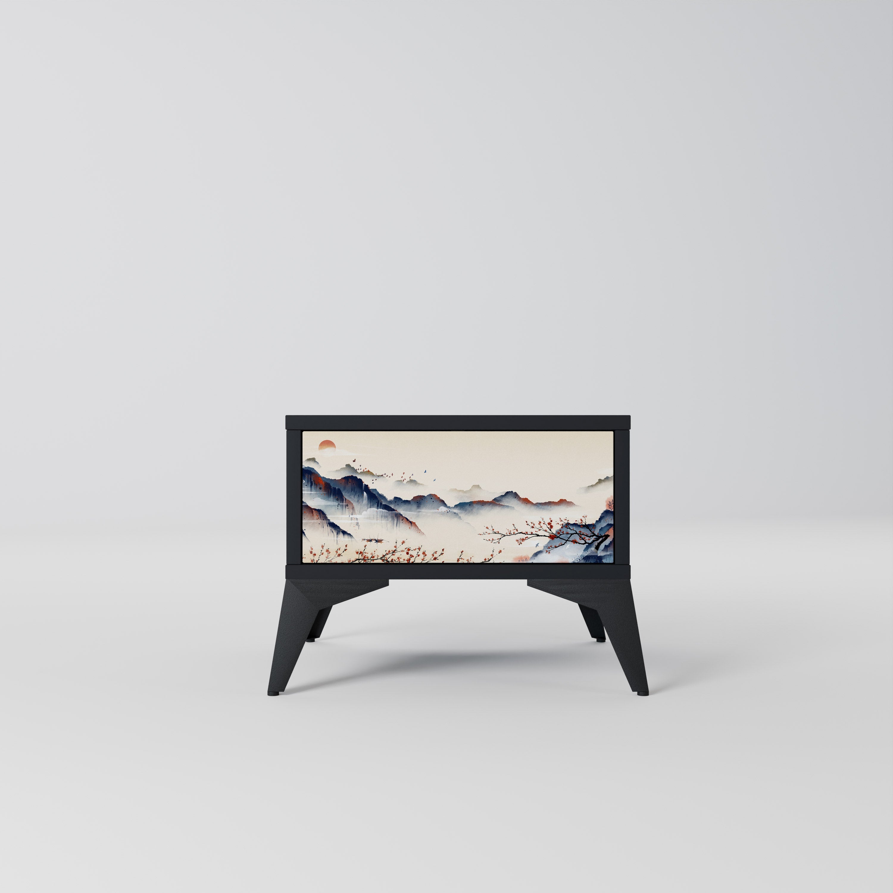 JAPANESE LANDSCAPE Nachttisch in Schwarz