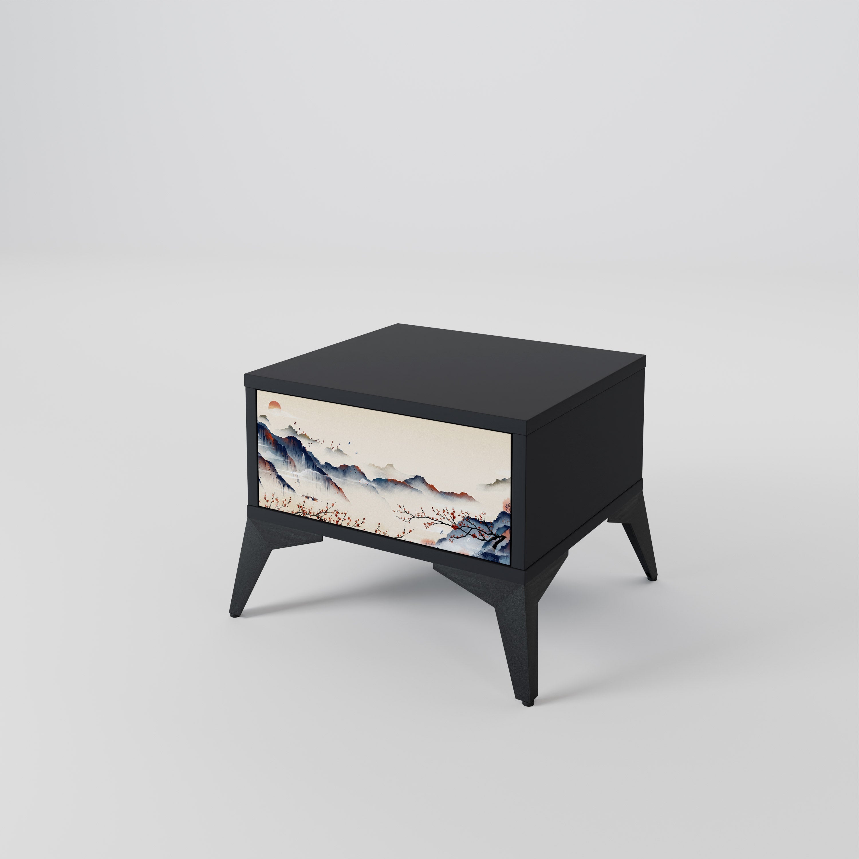 JAPANESE LANDSCAPE Nachttisch in Schwarz