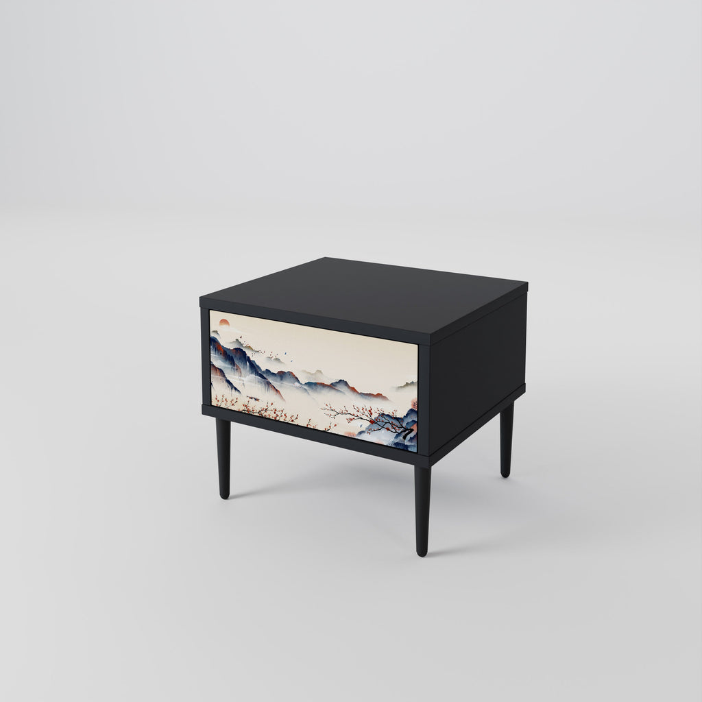 JAPANESE LANDSCAPE Nachttisch in Schwarz