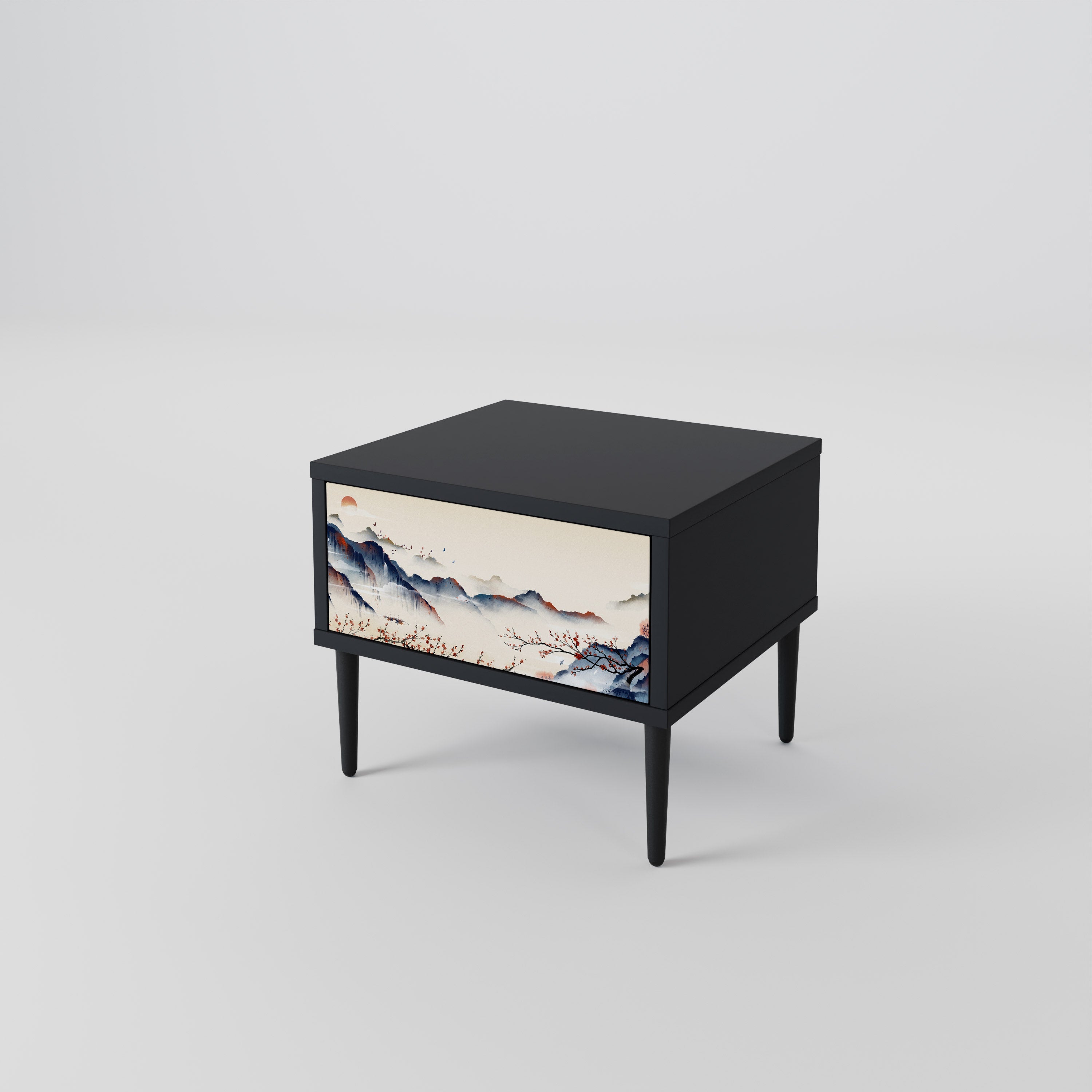 JAPANESE LANDSCAPE Nachttisch in Schwarz