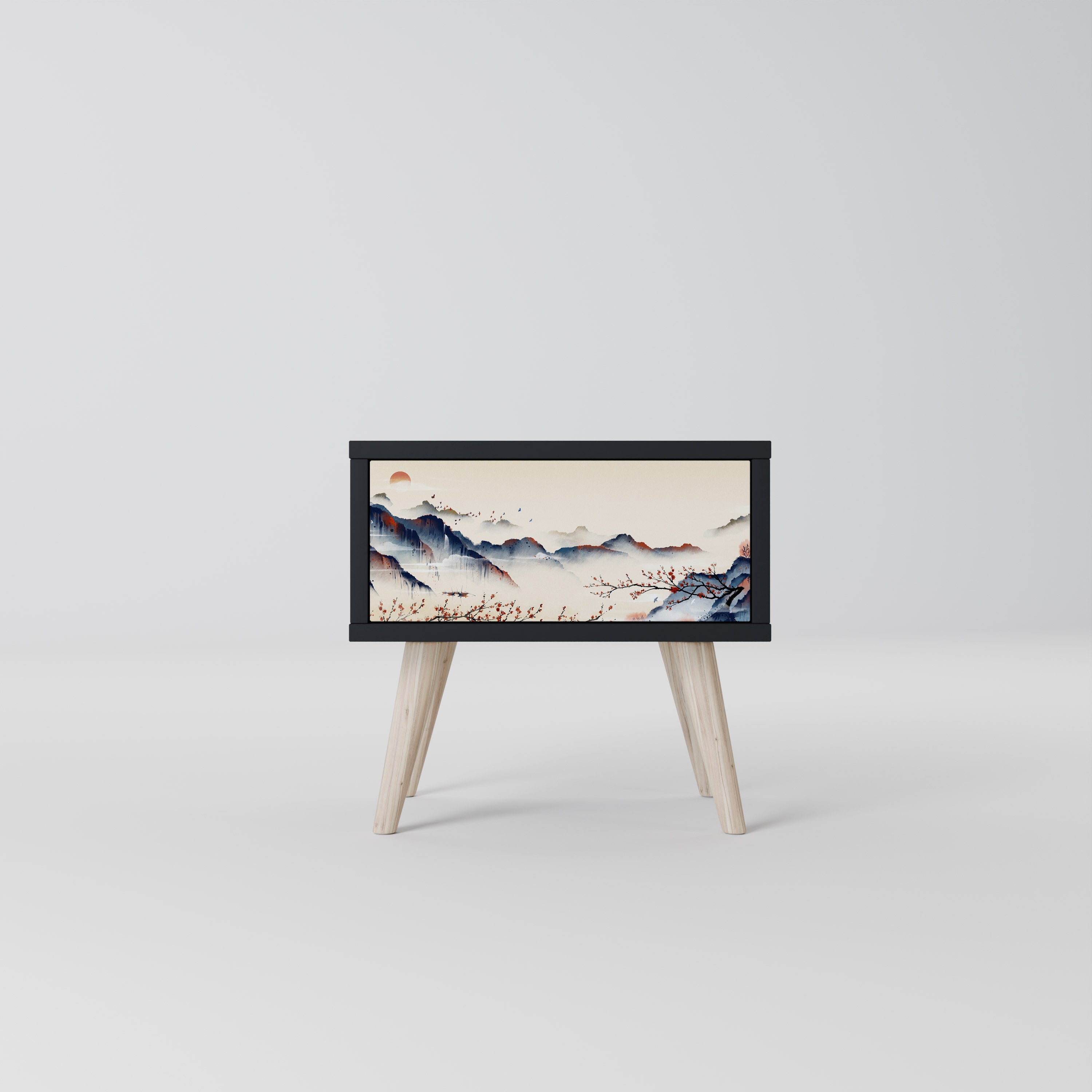 JAPANESE LANDSCAPE Nachttisch in Schwarz
