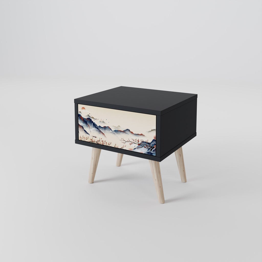JAPANESE LANDSCAPE Nachttisch in Schwarz