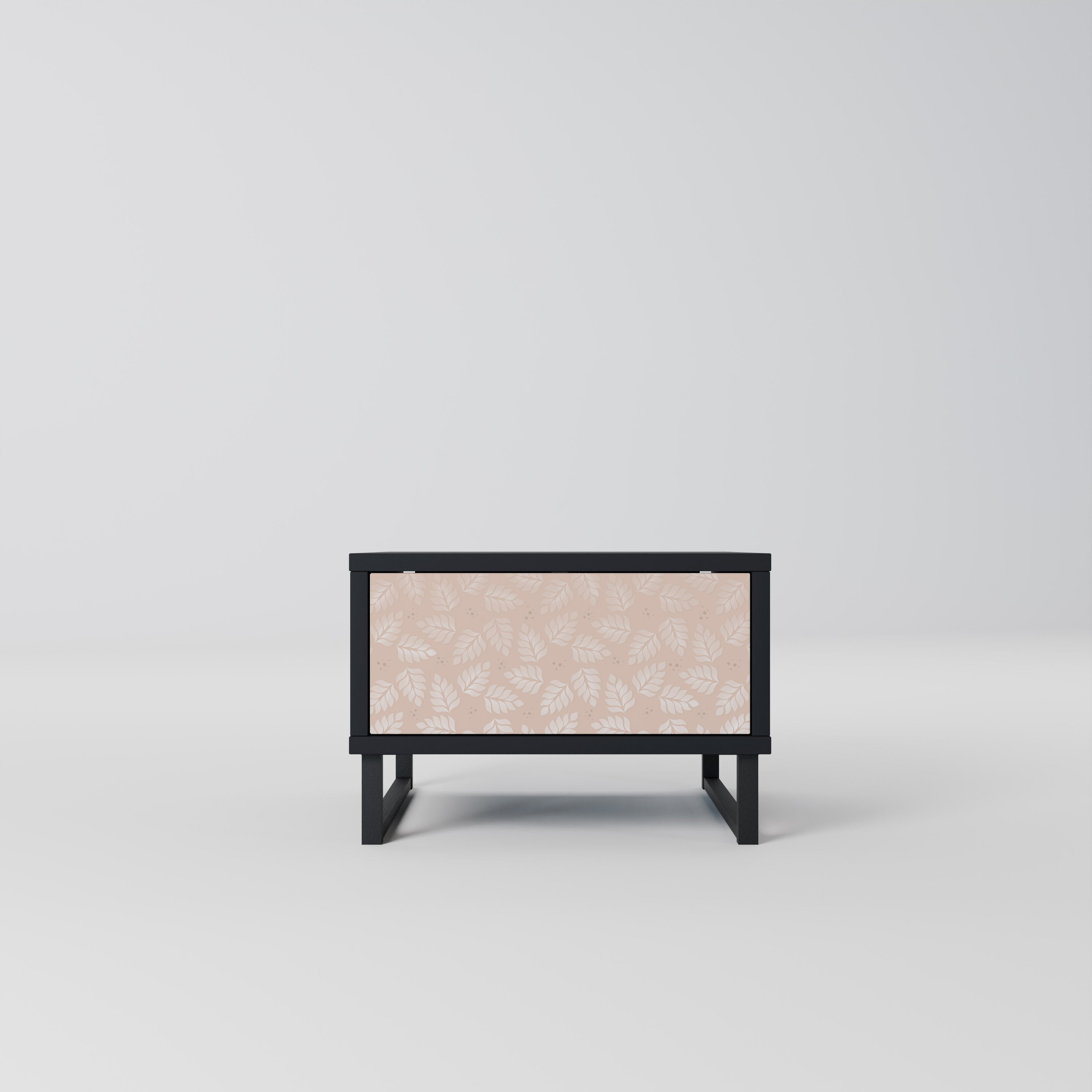 LEAVES ON BEIGE Nachttisch in schwarzem Finish