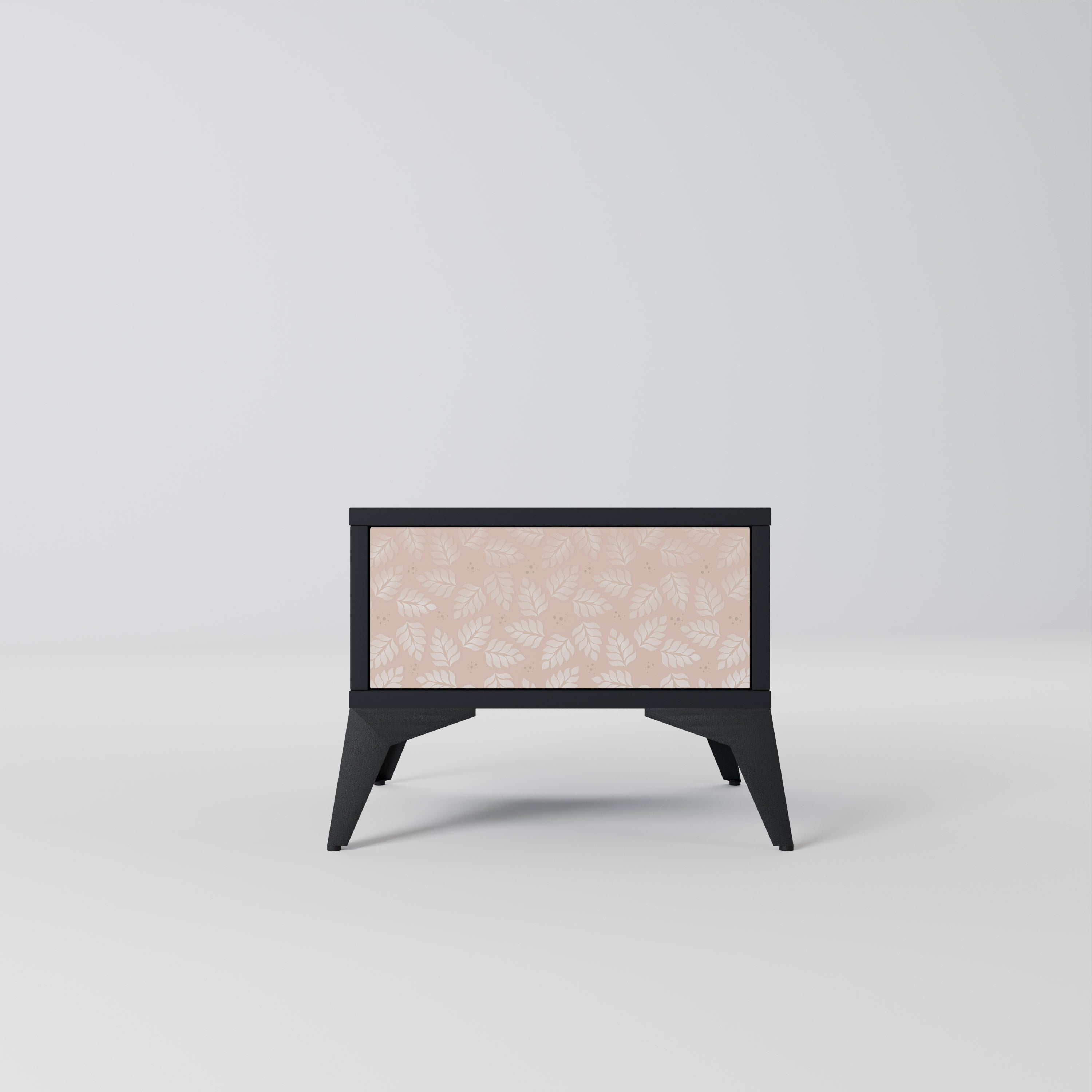LEAVES ON BEIGE Nachttisch in schwarzem Finish