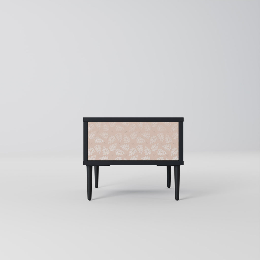 LEAVES ON BEIGE Nachttisch in schwarzem Finish