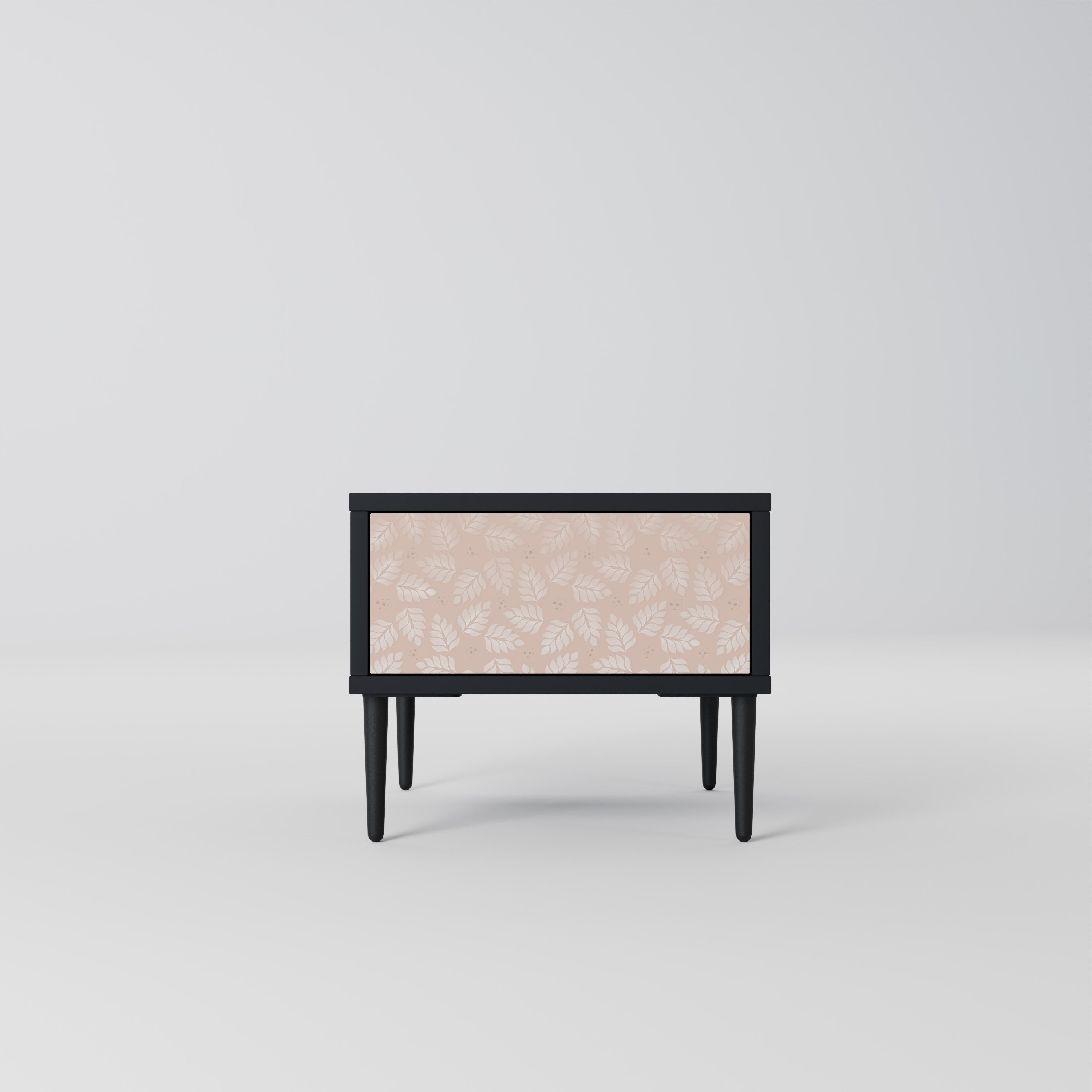 LEAVES ON BEIGE Nachttisch in schwarzem Finish