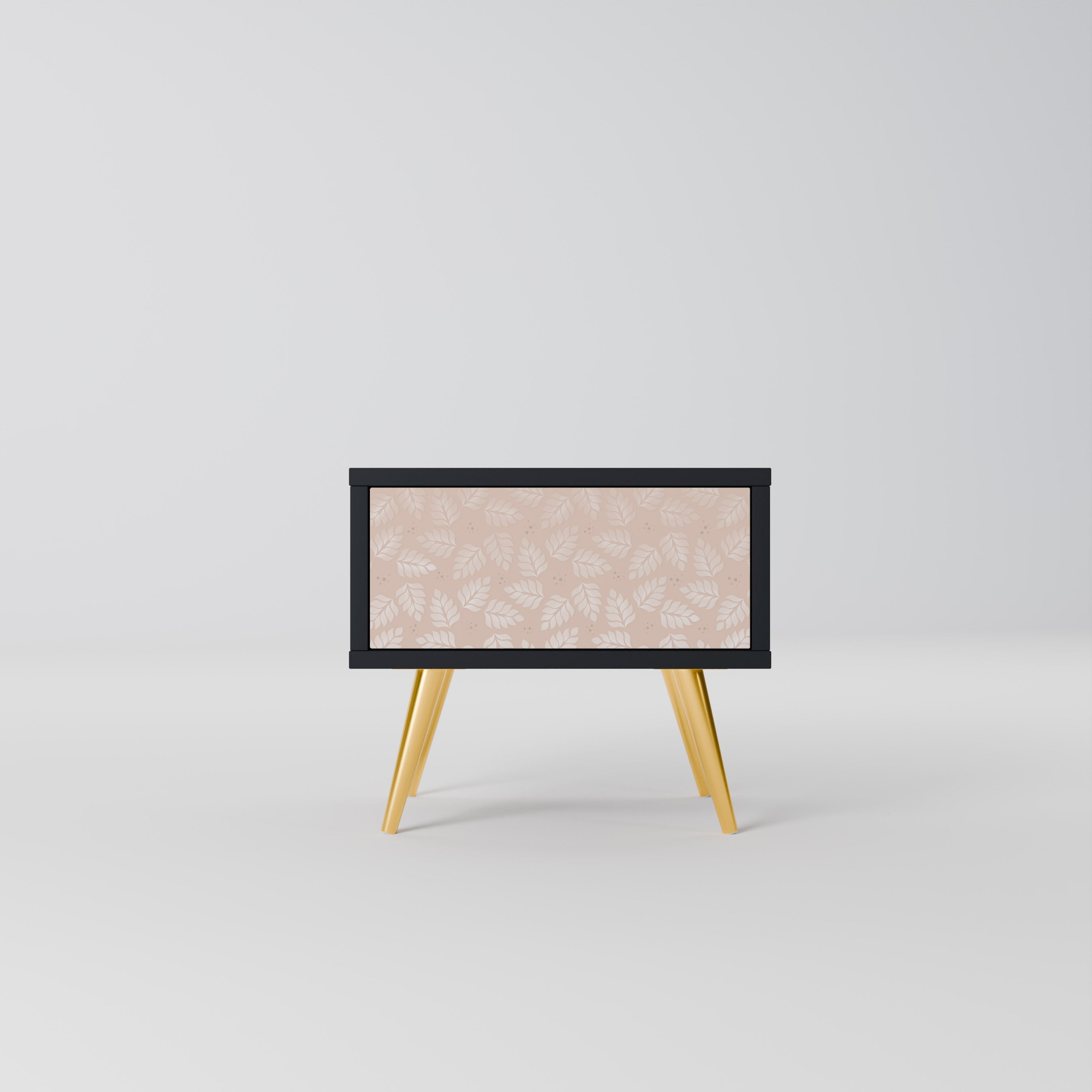 LEAVES ON BEIGE Nachttisch in schwarzem Finish