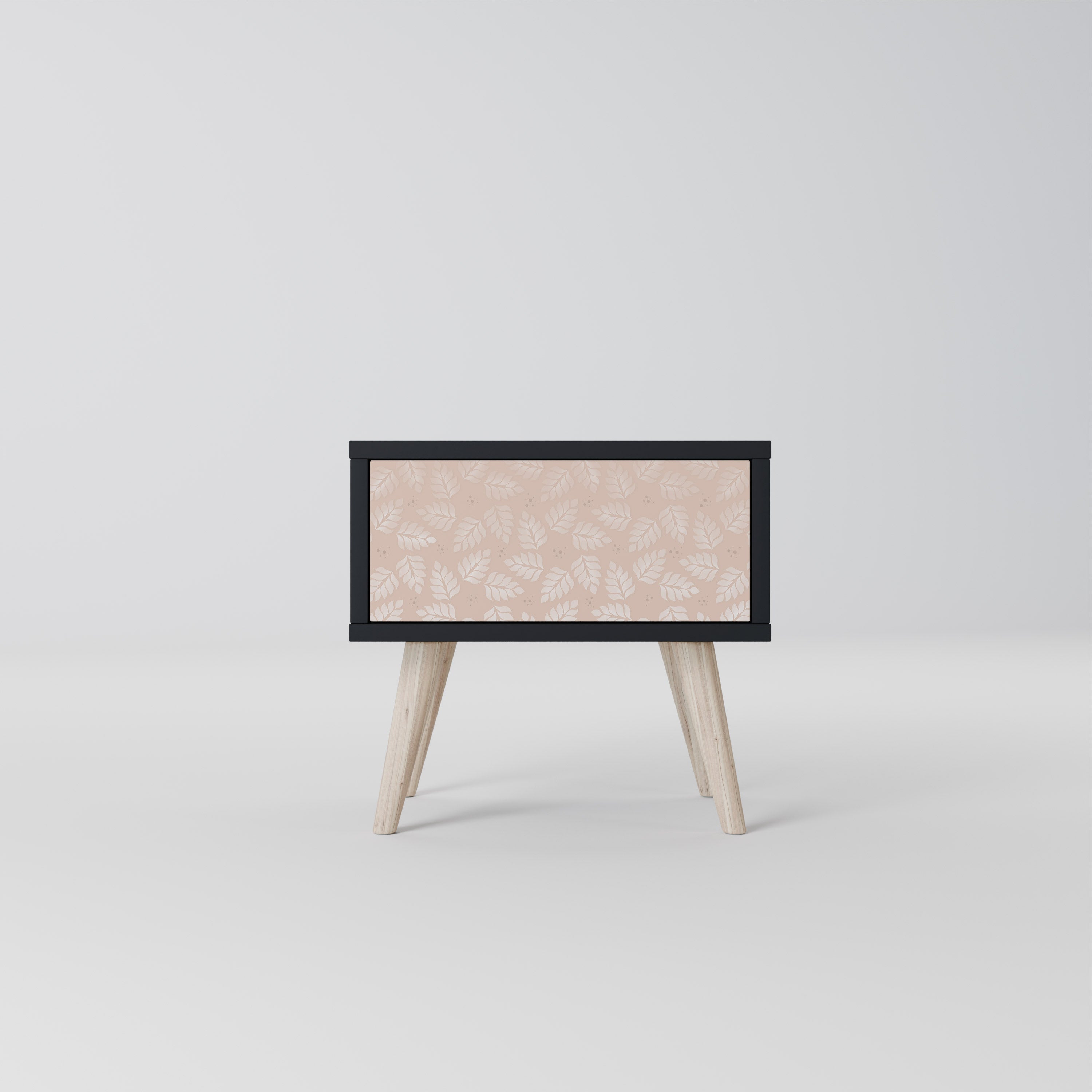 LEAVES ON BEIGE Nachttisch in schwarzem Finish