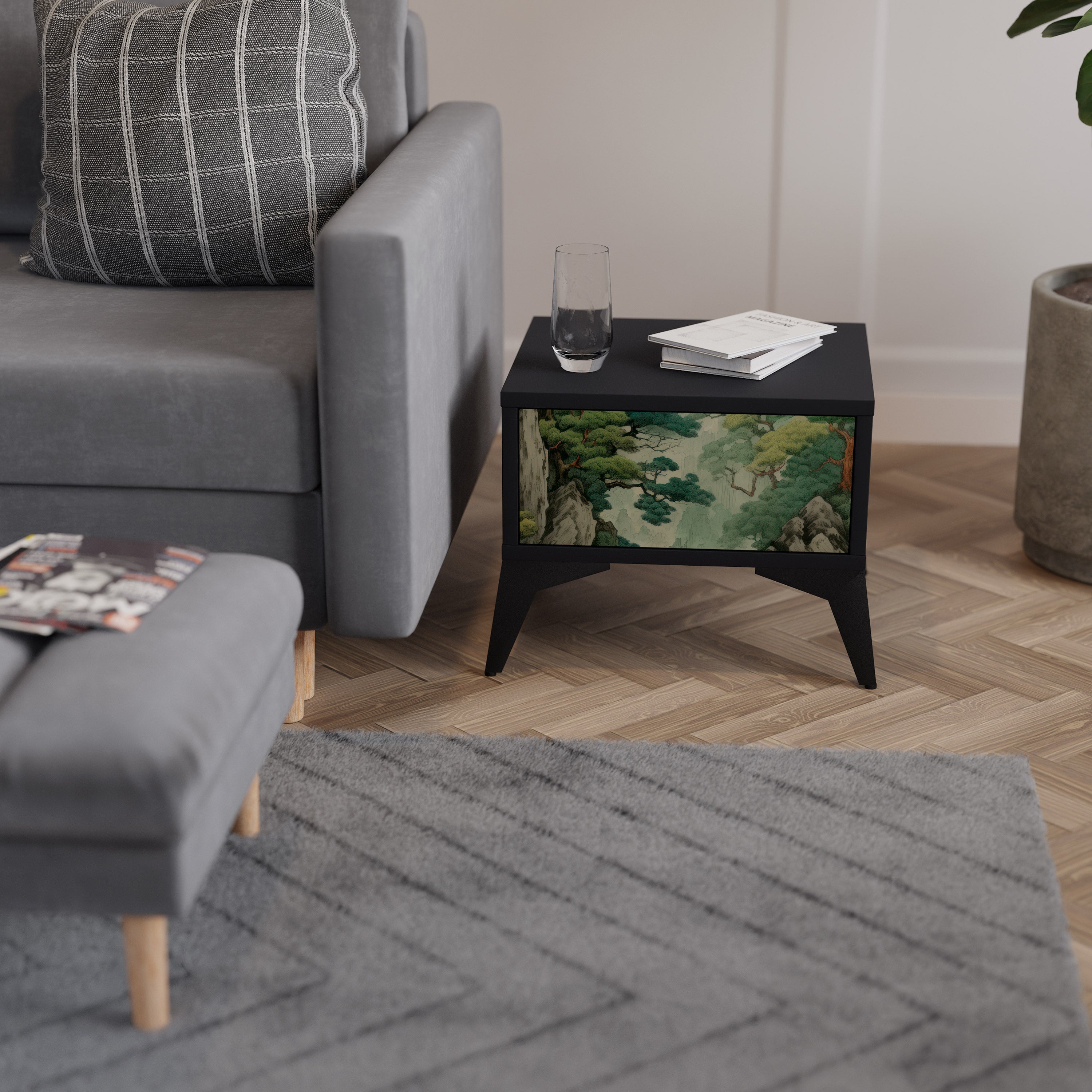 VERDURE ABYSS Nachttisch in Schwarz