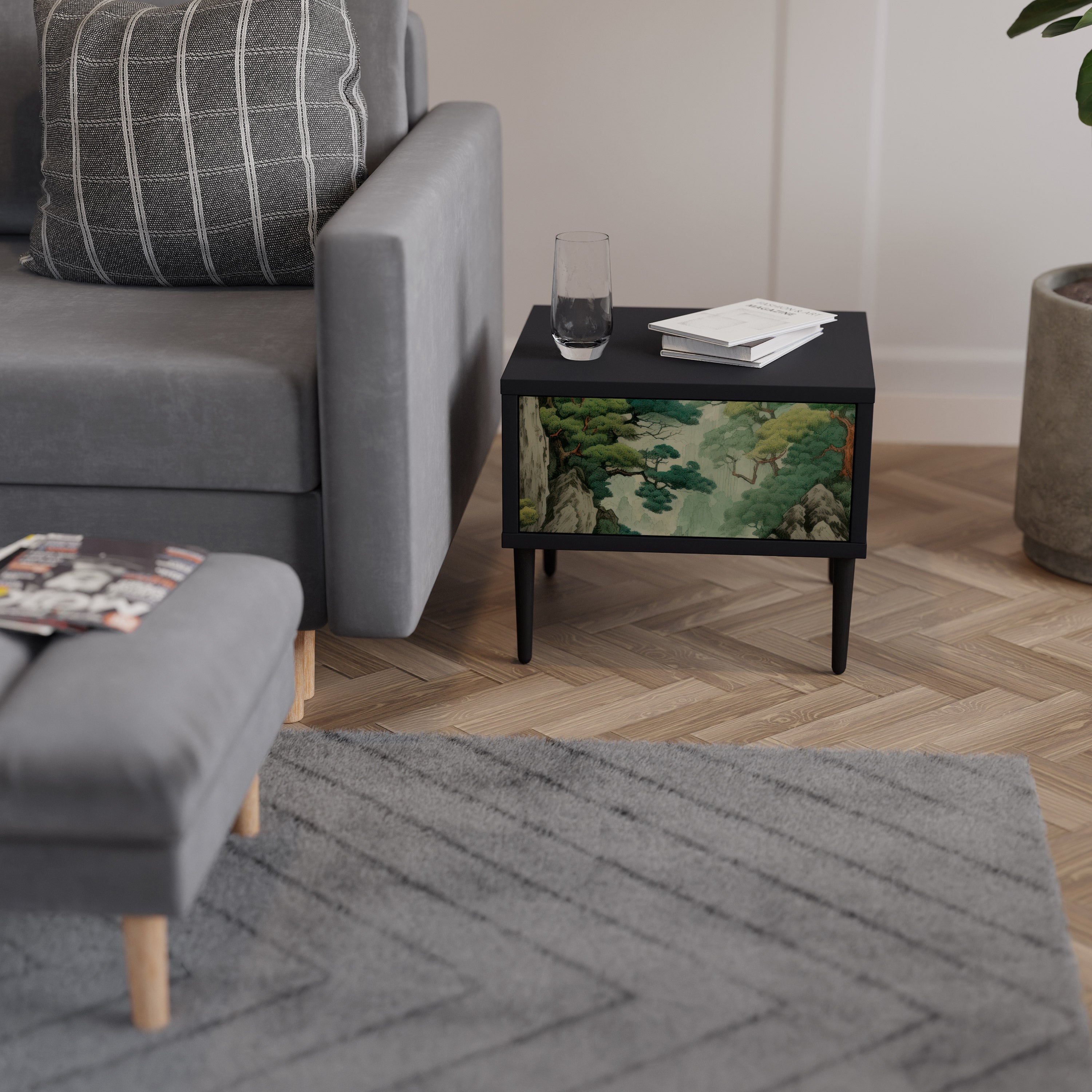 VERDURE ABYSS Nachttisch in Schwarz