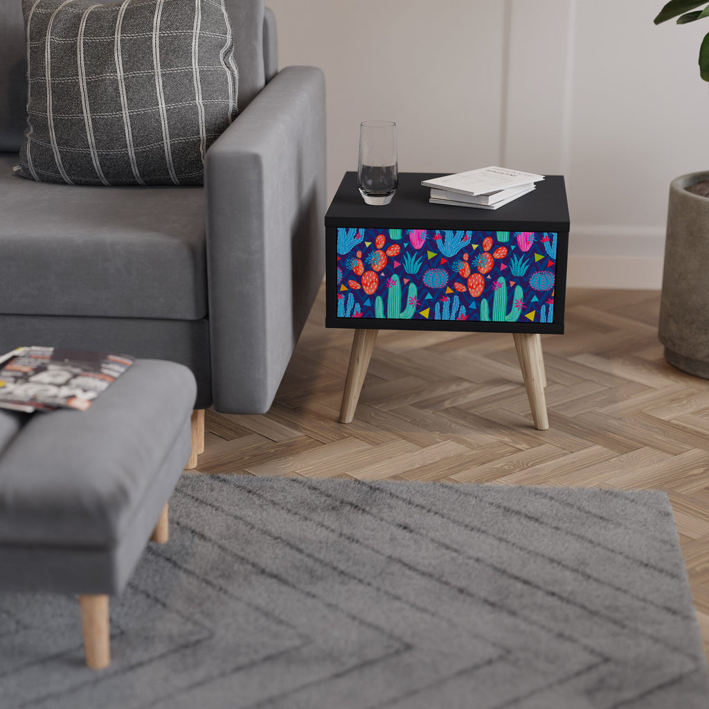 CACTUS VIBES Nightstand in Black Finish