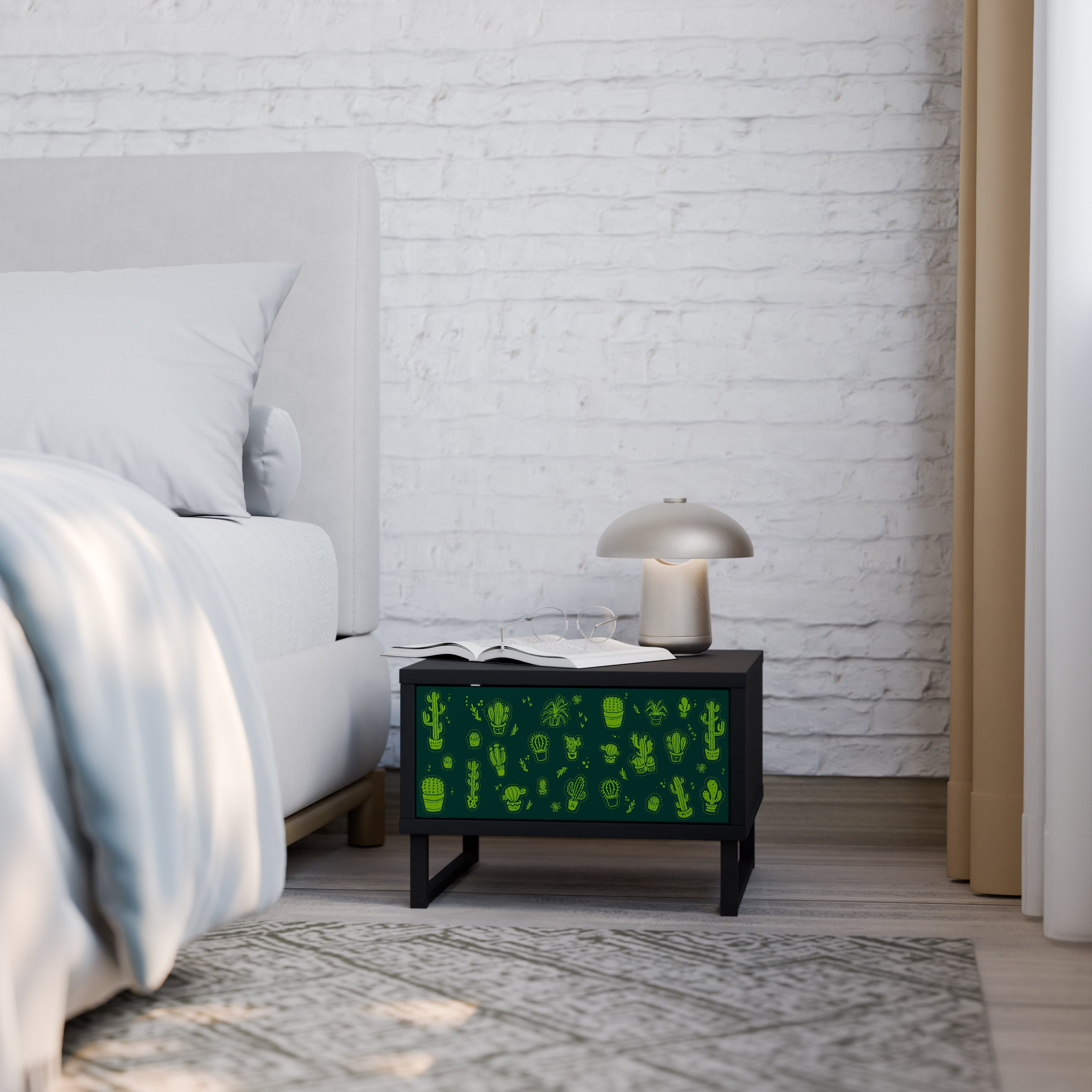 DESERT GREEN Nachttisch in schwarzem Finish