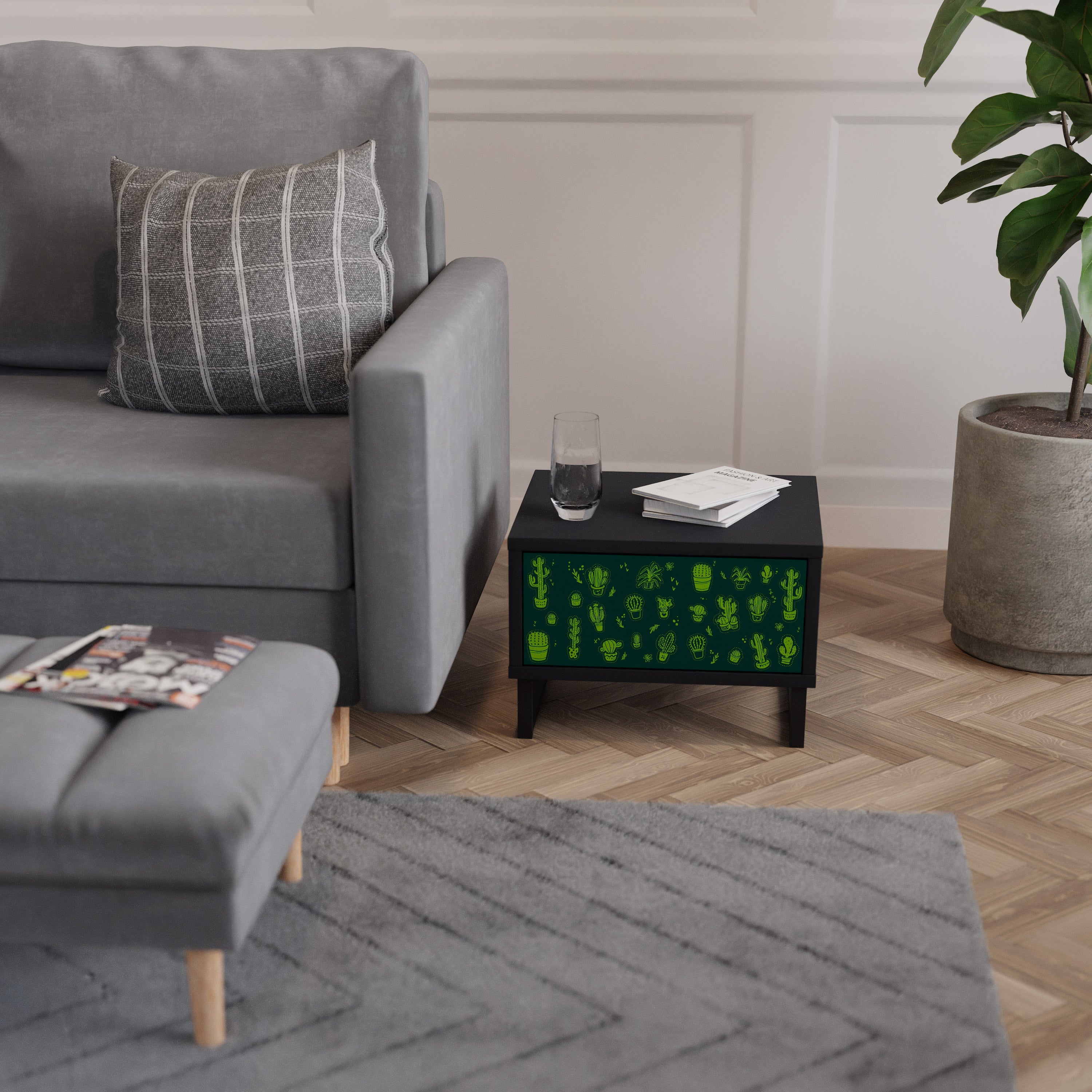 DESERT GREEN Nachttisch in schwarzem Finish