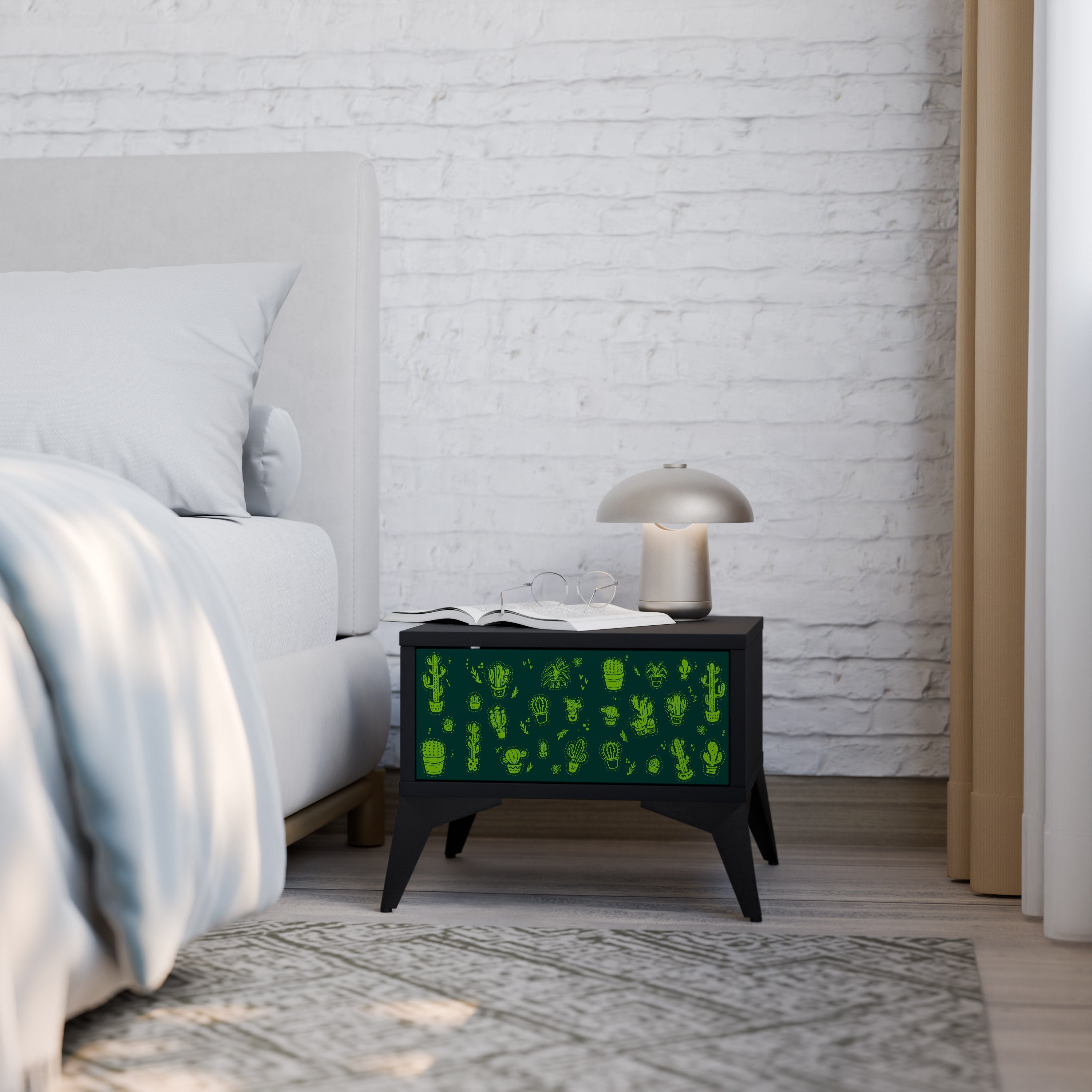 DESERT GREEN Nachttisch in schwarzem Finish