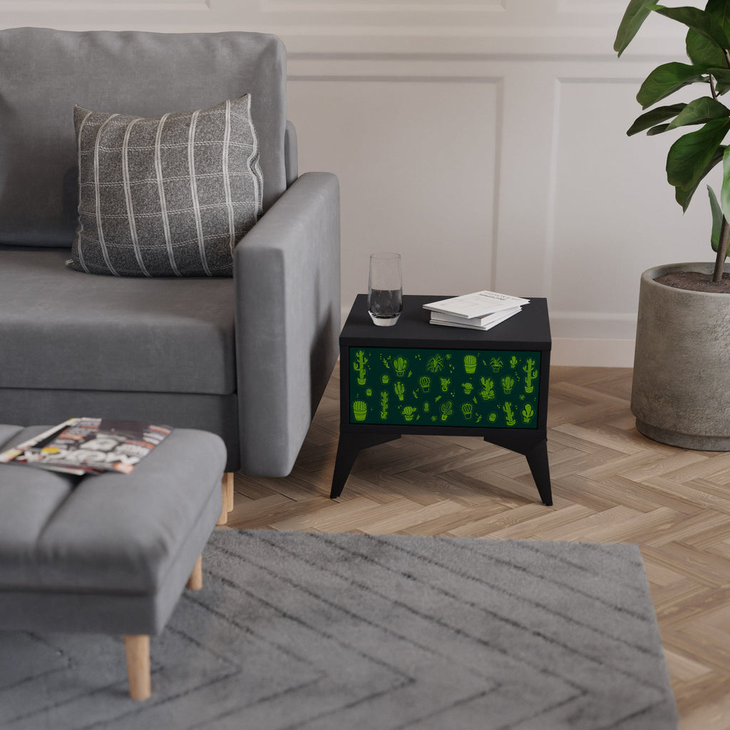 DESERT GREEN Nachttisch in schwarzem Finish