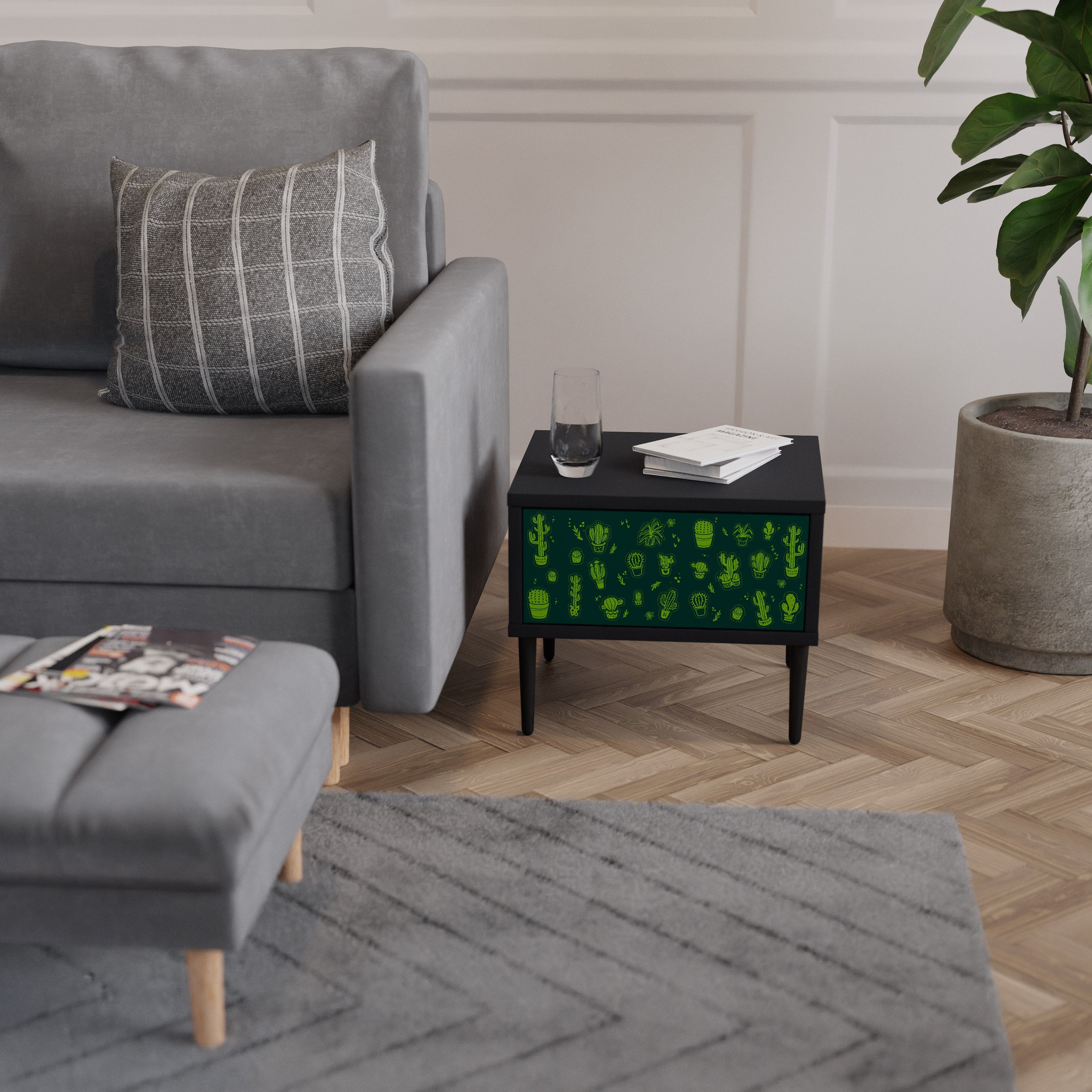 DESERT GREEN Nachttisch in schwarzem Finish