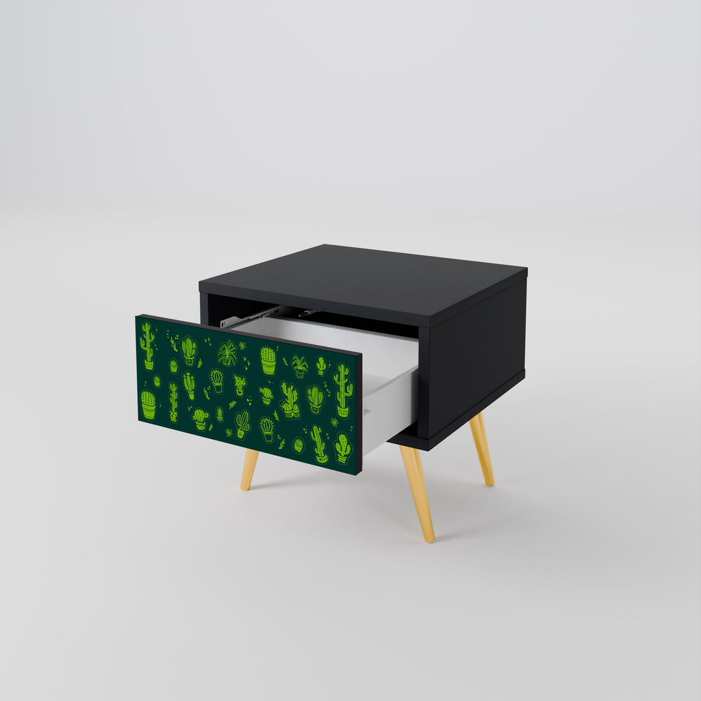 DESERT GREEN Nachttisch in schwarzem Finish