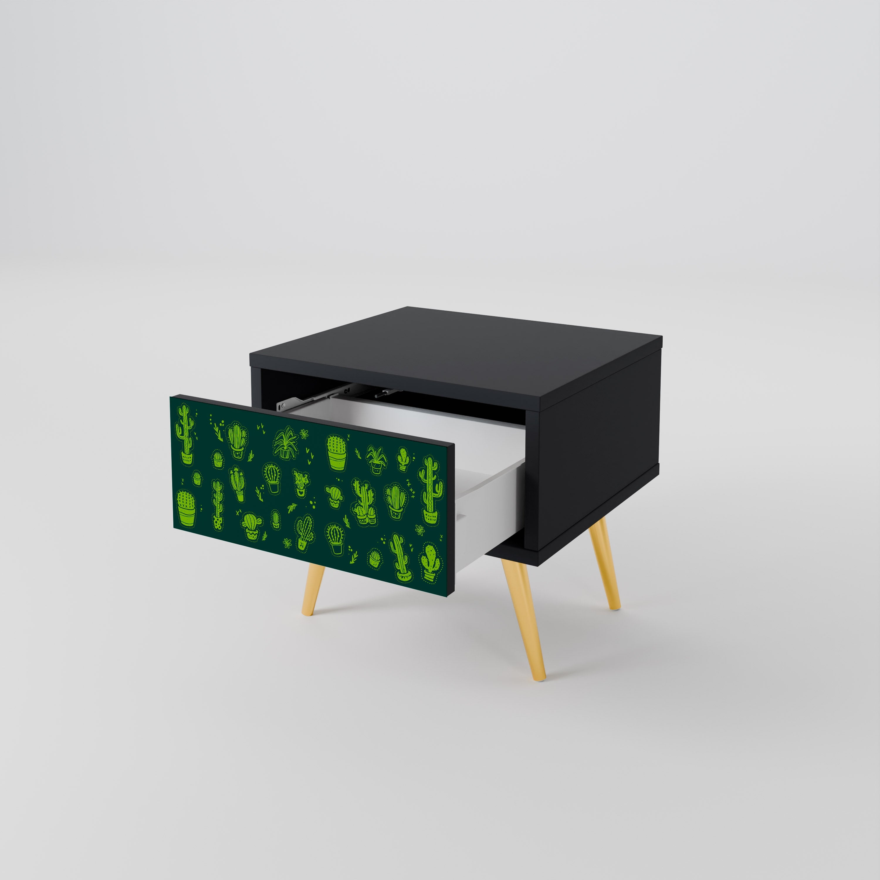 DESERT GREEN Nachttisch in schwarzem Finish