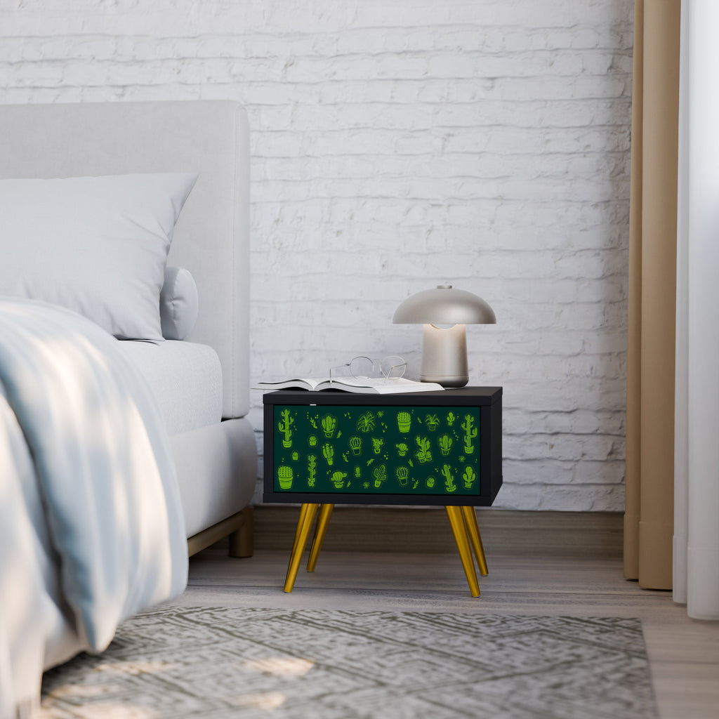 DESERT GREEN Nachttisch in schwarzem Finish