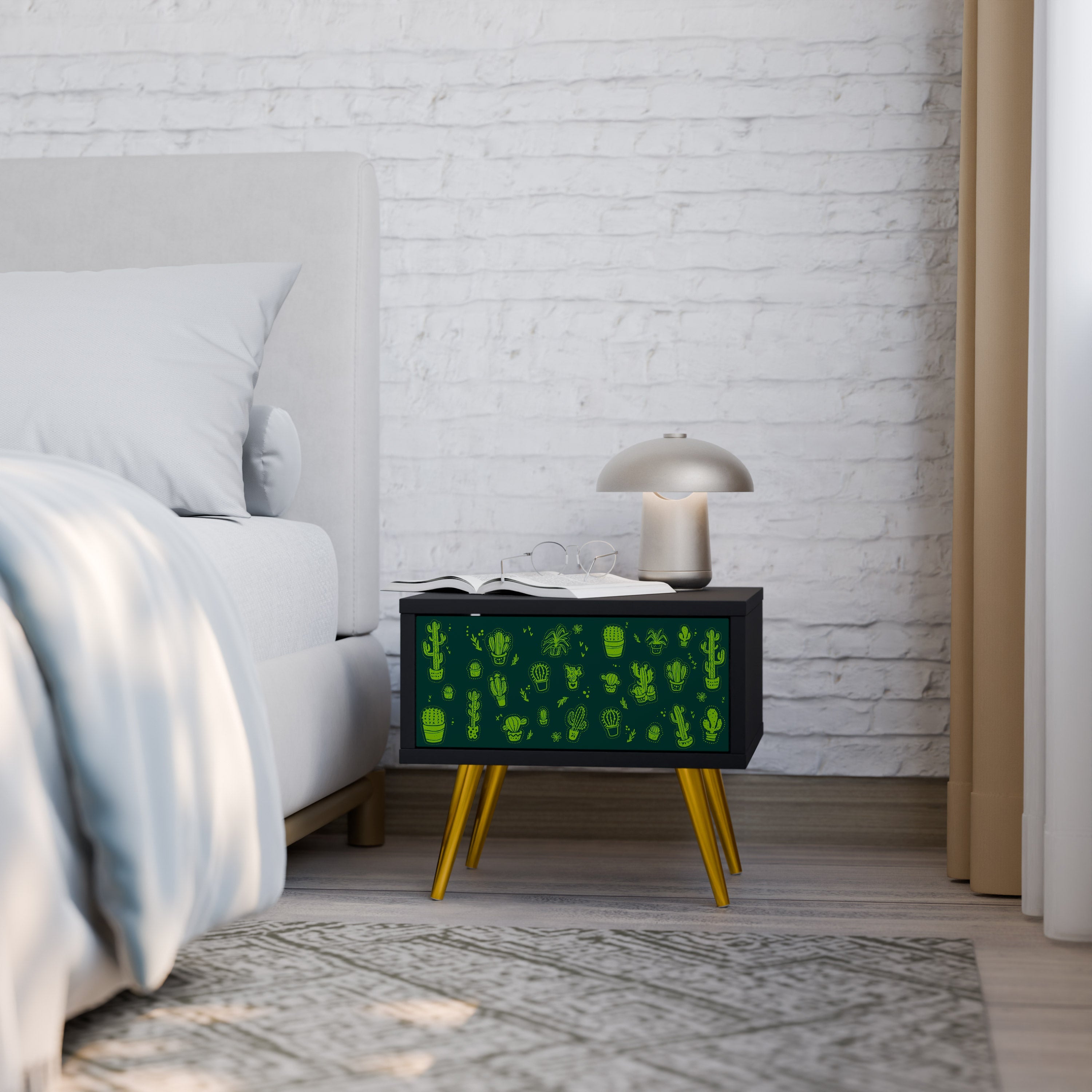 DESERT GREEN Nachttisch in schwarzem Finish