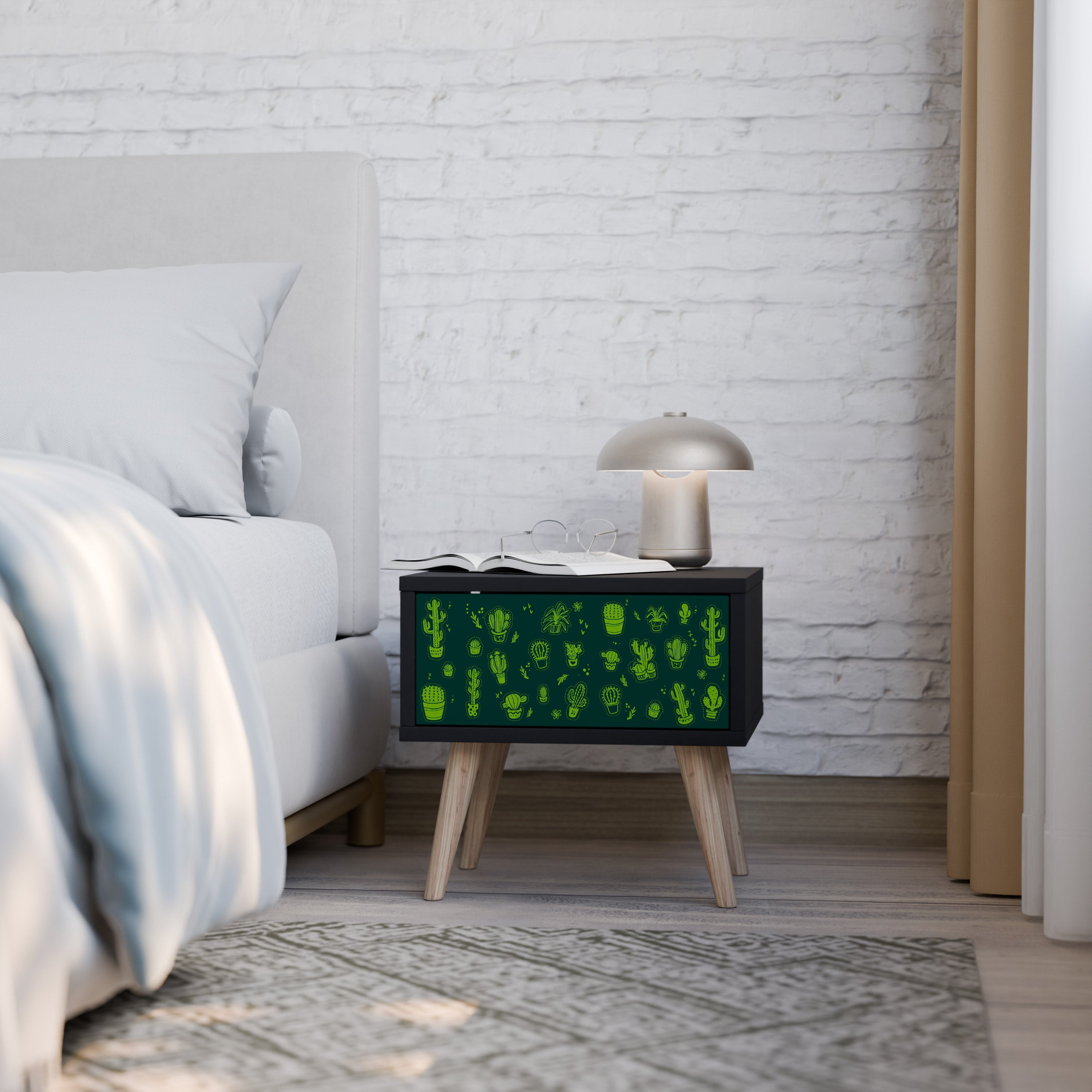 DESERT GREEN Nachttisch in schwarzem Finish