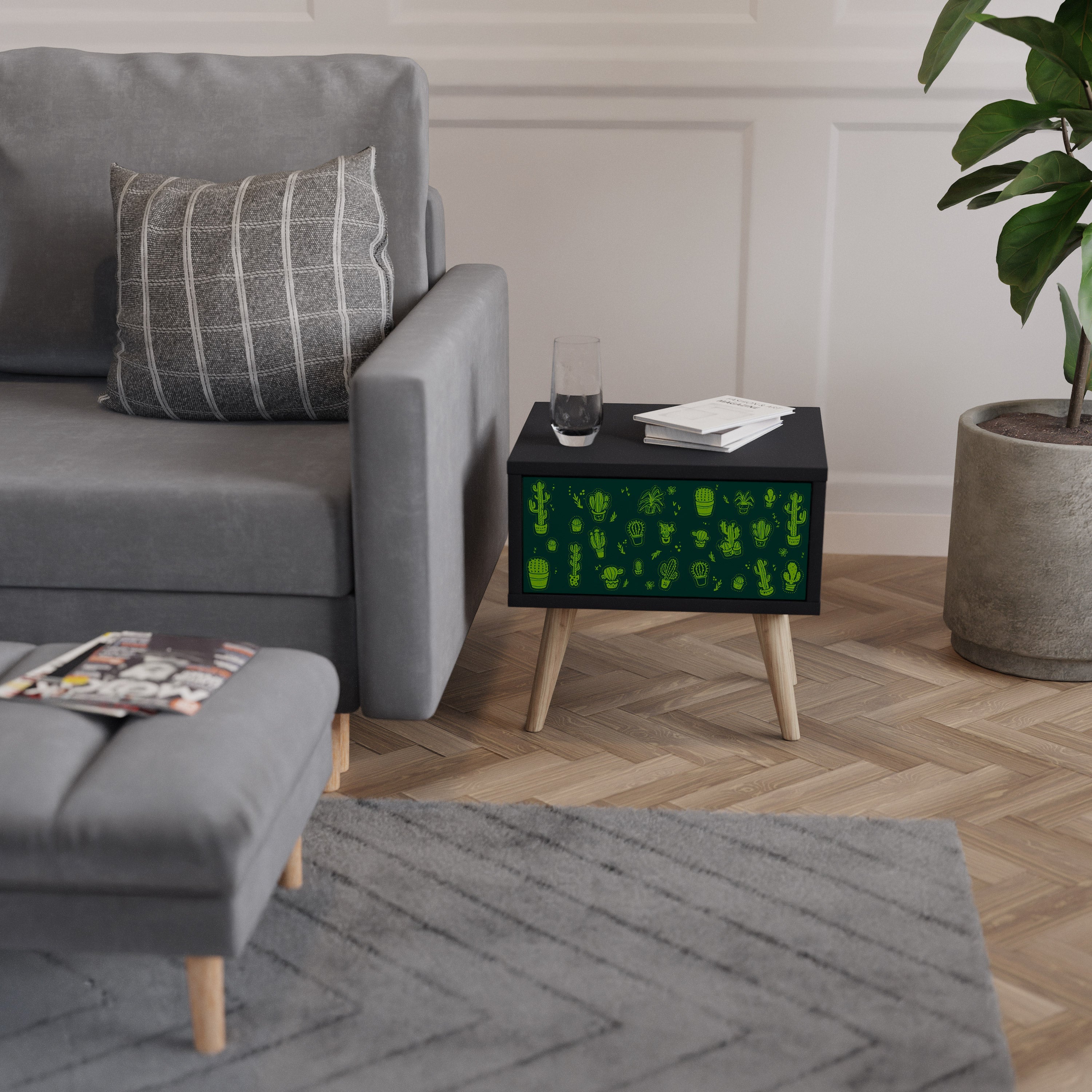 DESERT GREEN Nachttisch in schwarzem Finish