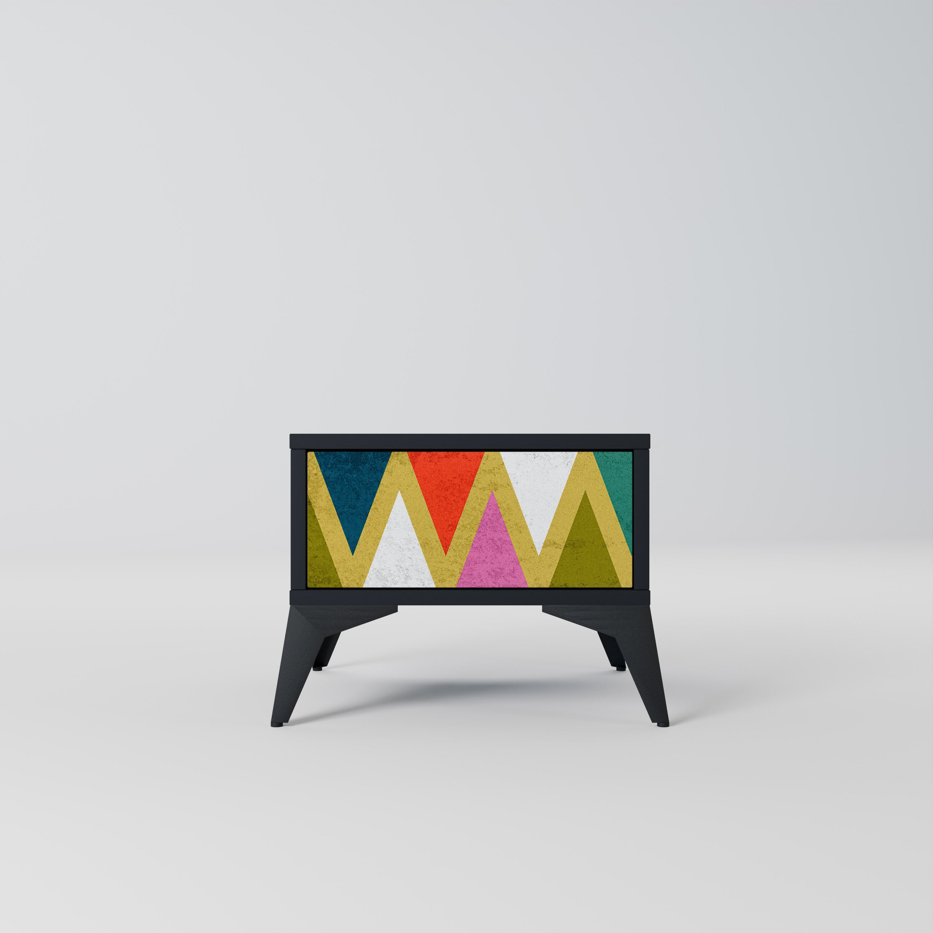COLORFUL TRIANGLES Nachttisch in Schwarz