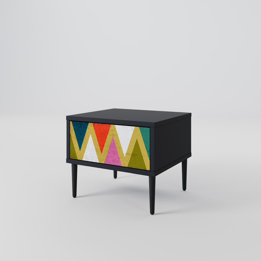 COLORFUL TRIANGLES Nachttisch in Schwarz