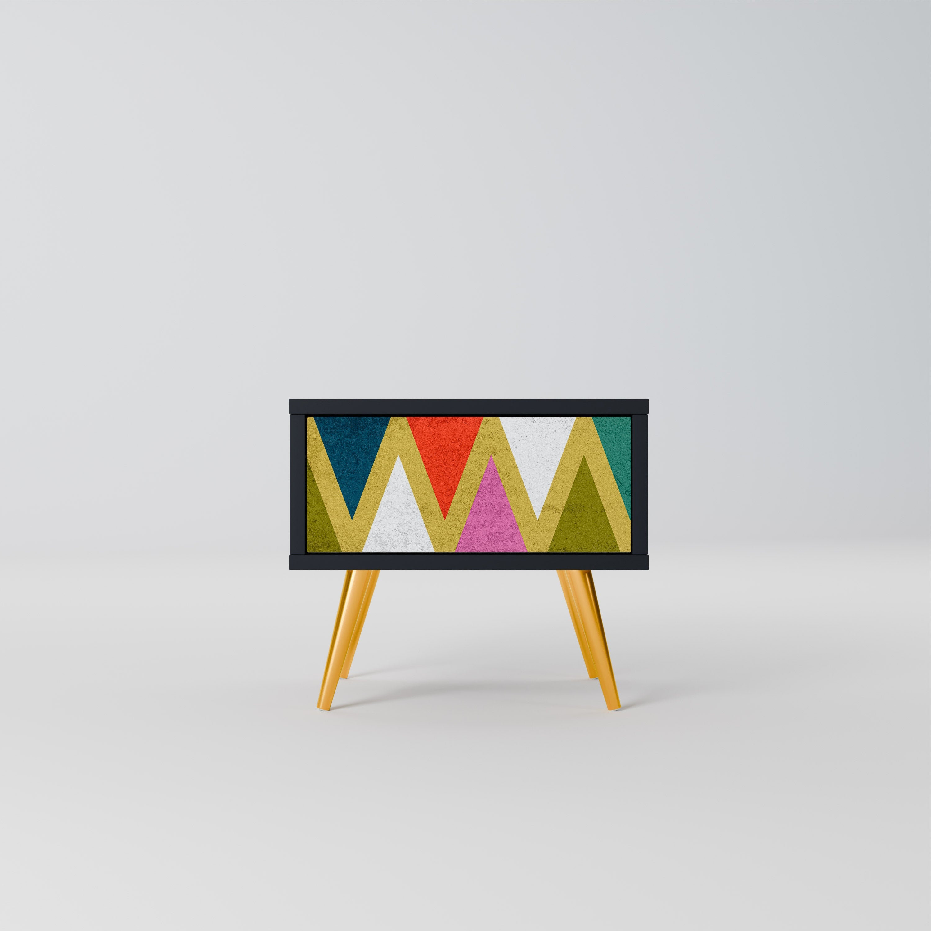 COLORFUL TRIANGLES Nachttisch in Schwarz