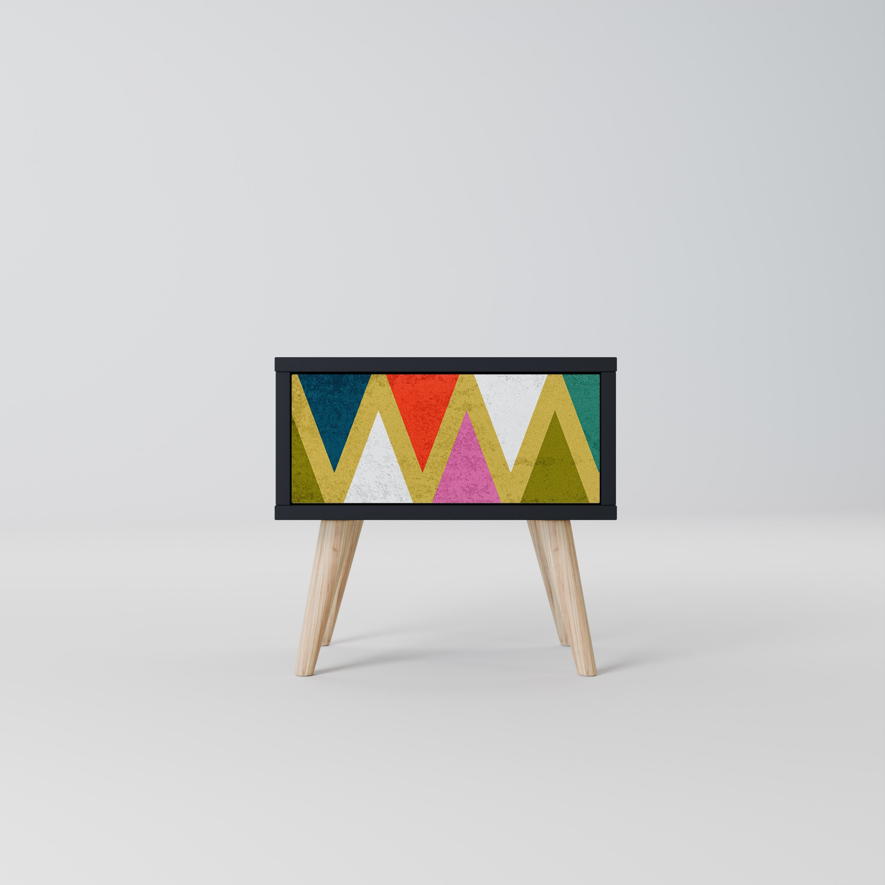 COLORFUL TRIANGLES Nachttisch in Schwarz