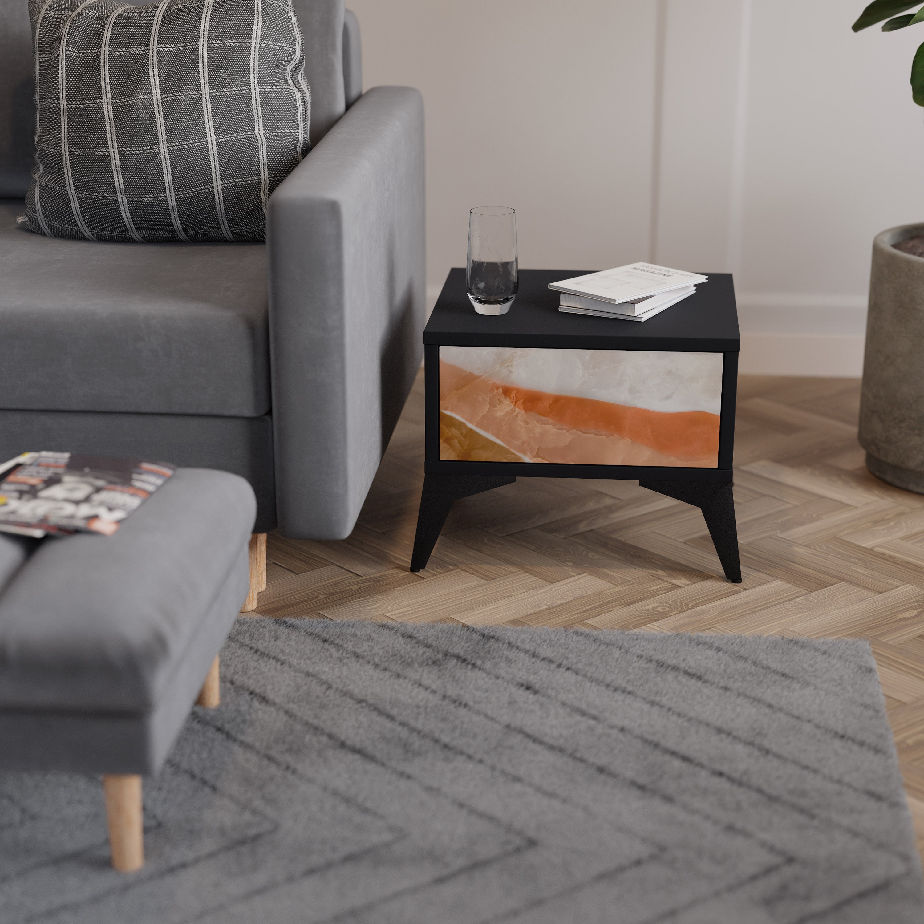 SANDHILLS SPLENDOUR Nachttisch in Schwarz