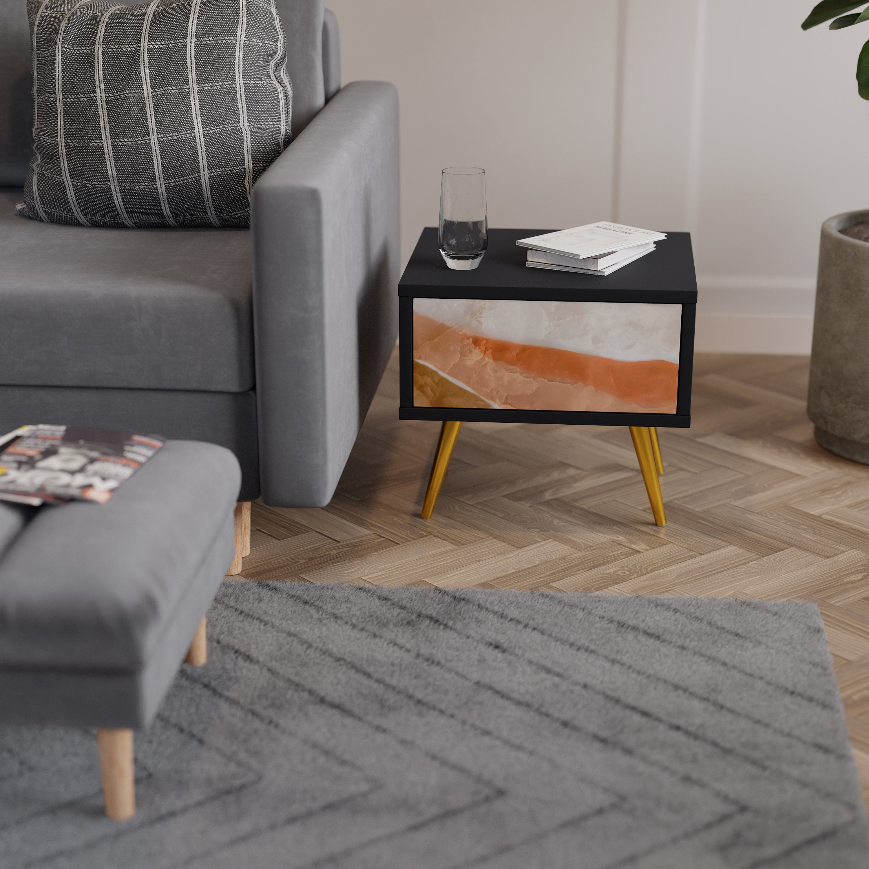SANDHILLS SPLENDOUR Nachttisch in Schwarz