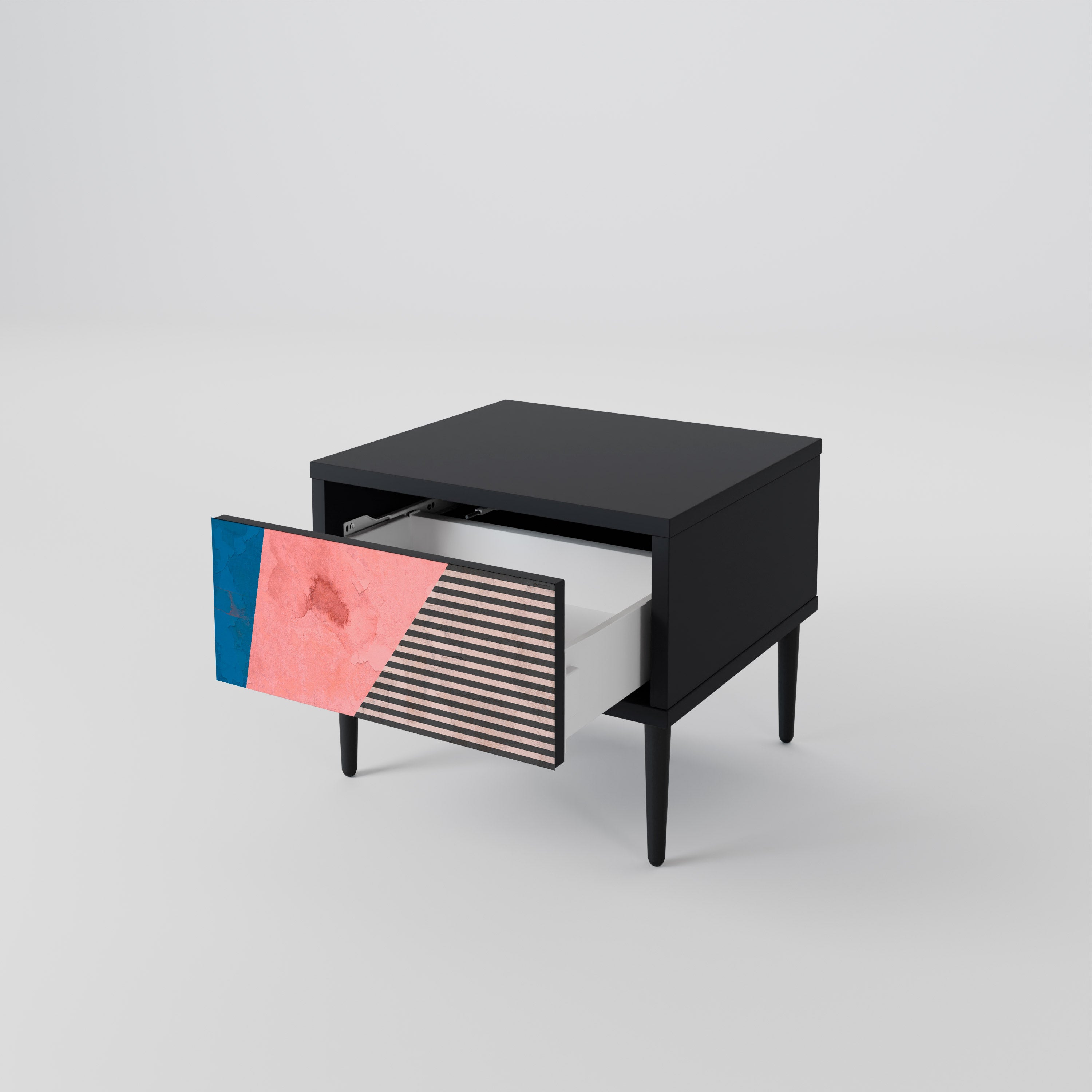 GLAMOROUS STRIPE Nachttisch in Schwarz