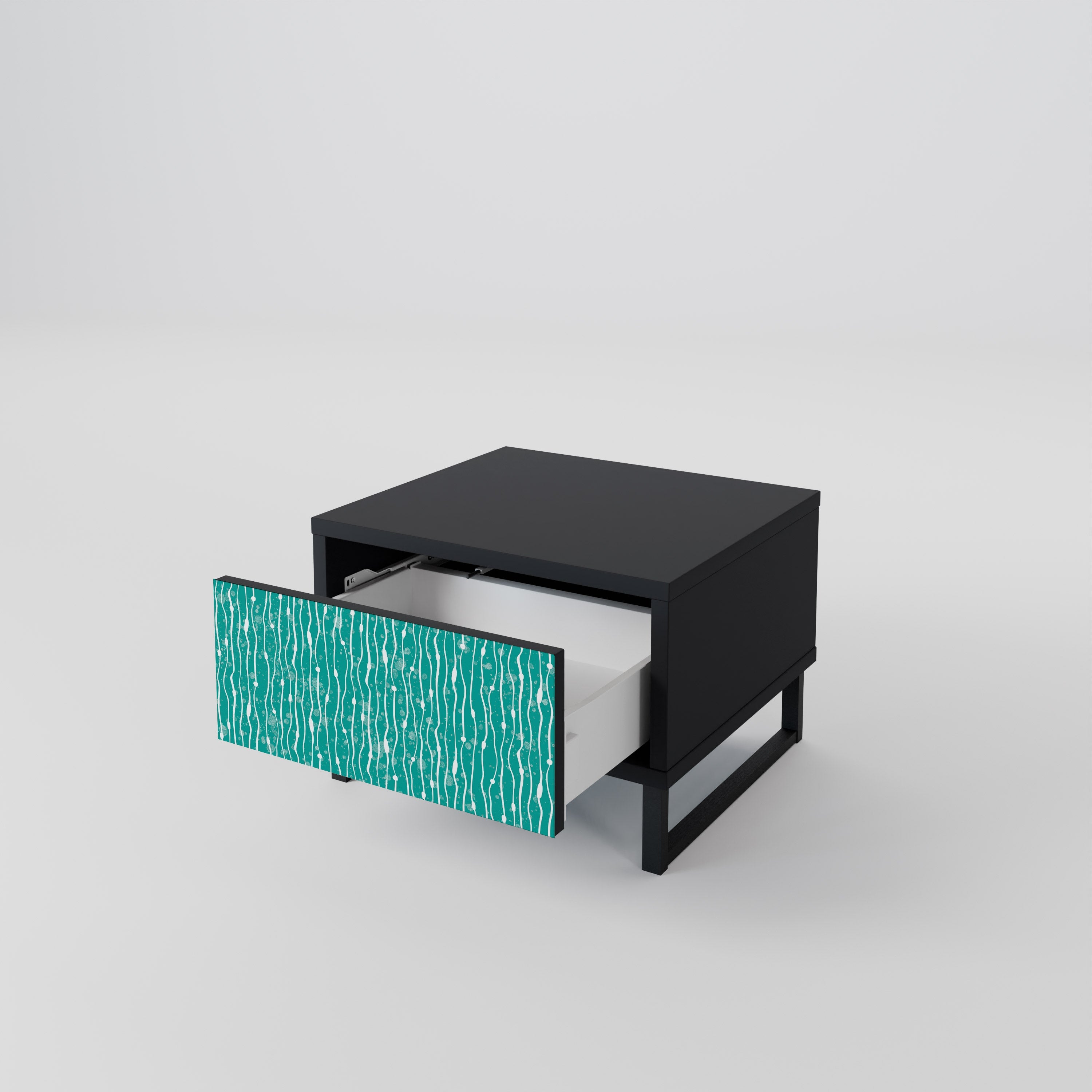 TURQUOISE RAIN Nachttisch in Schwarz