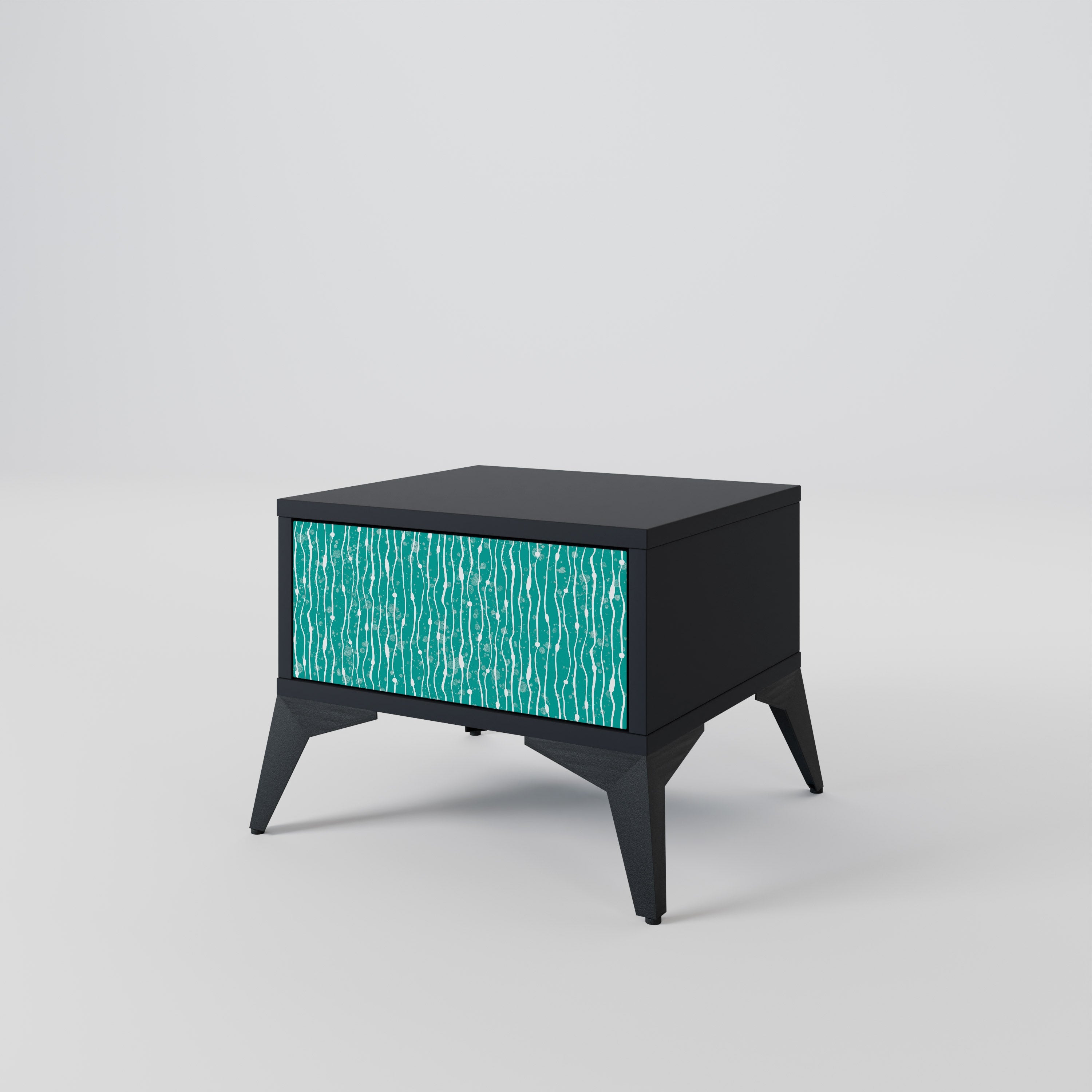 TURQUOISE RAIN Nachttisch in Schwarz