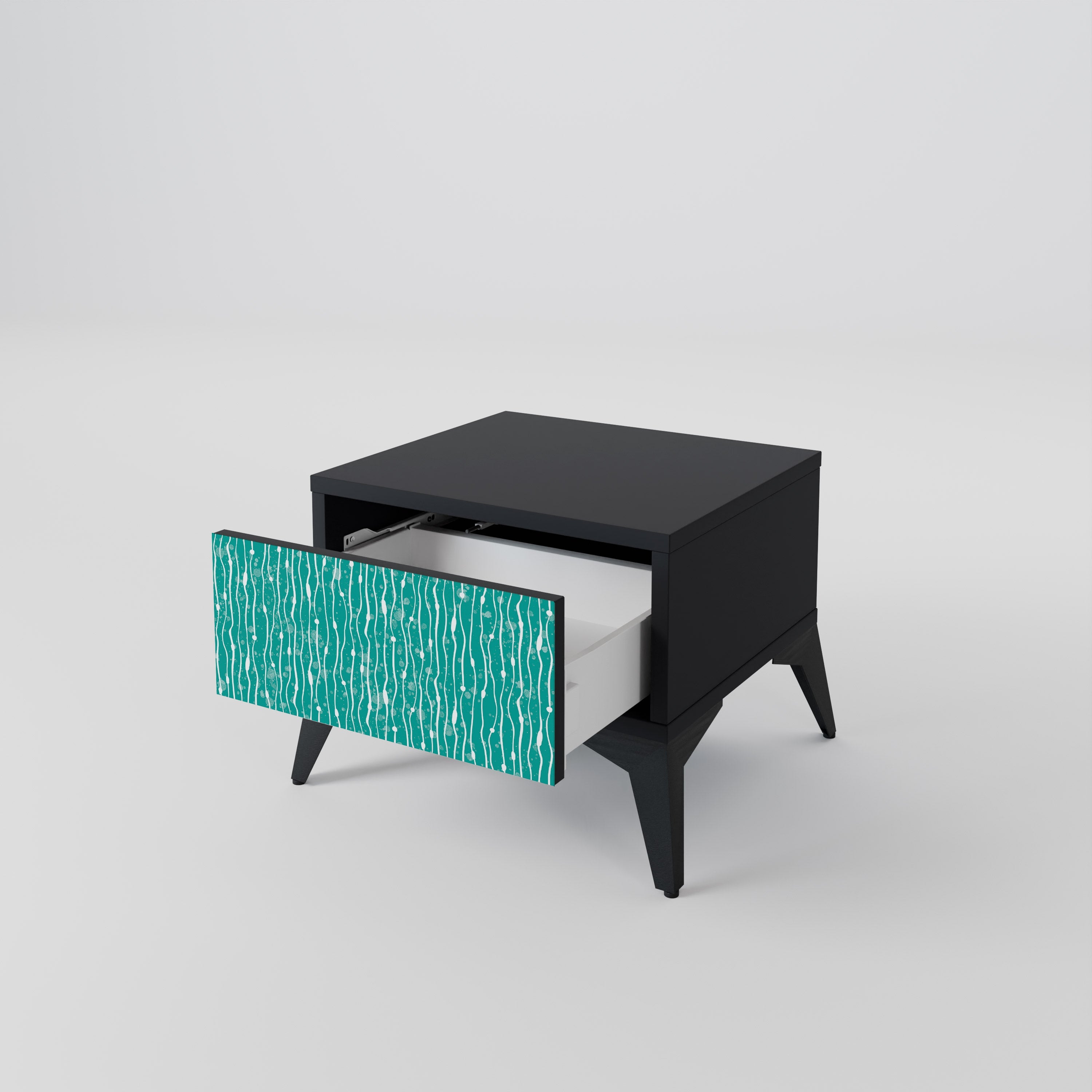 TURQUOISE RAIN Nachttisch in Schwarz