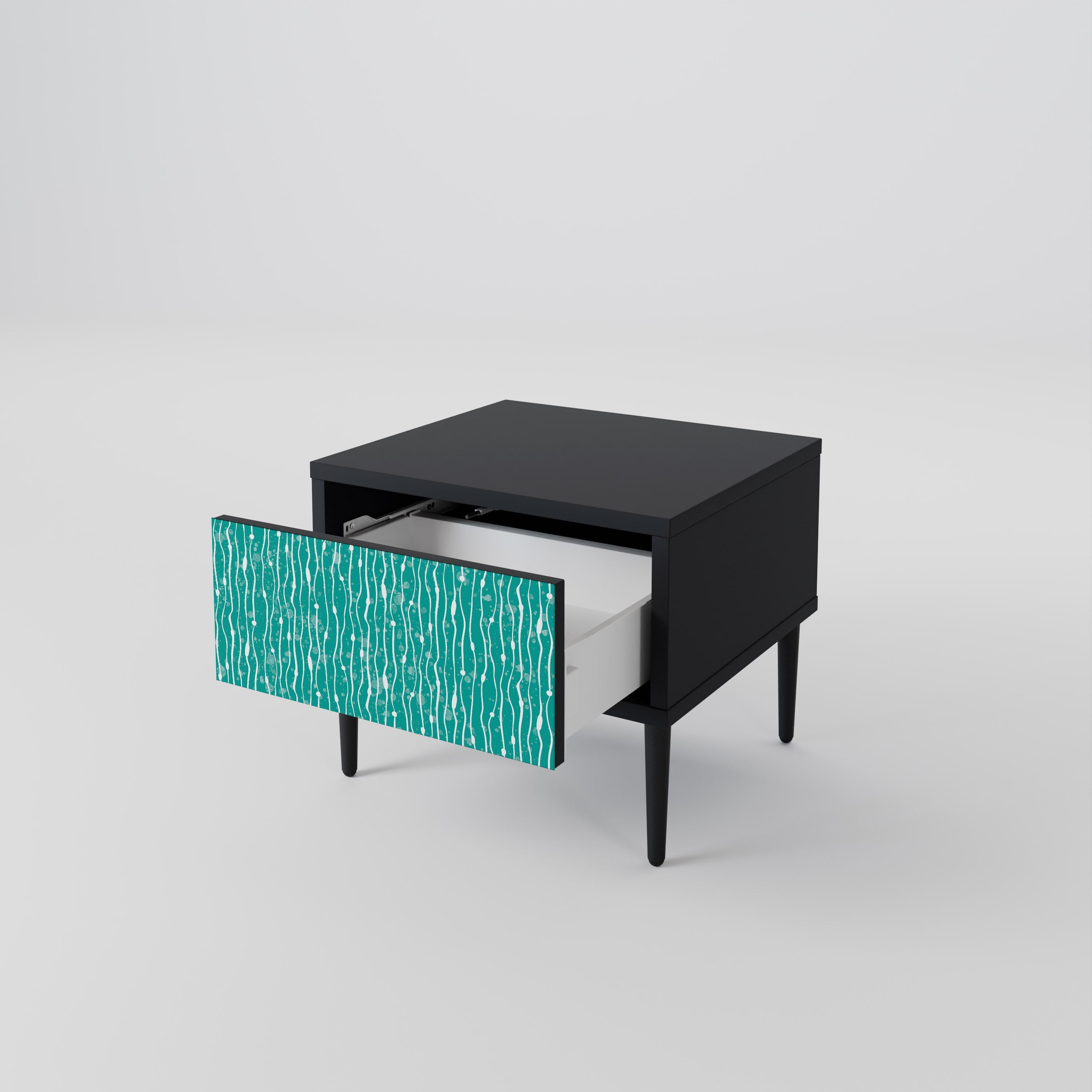 TURQUOISE RAIN Nachttisch in Schwarz