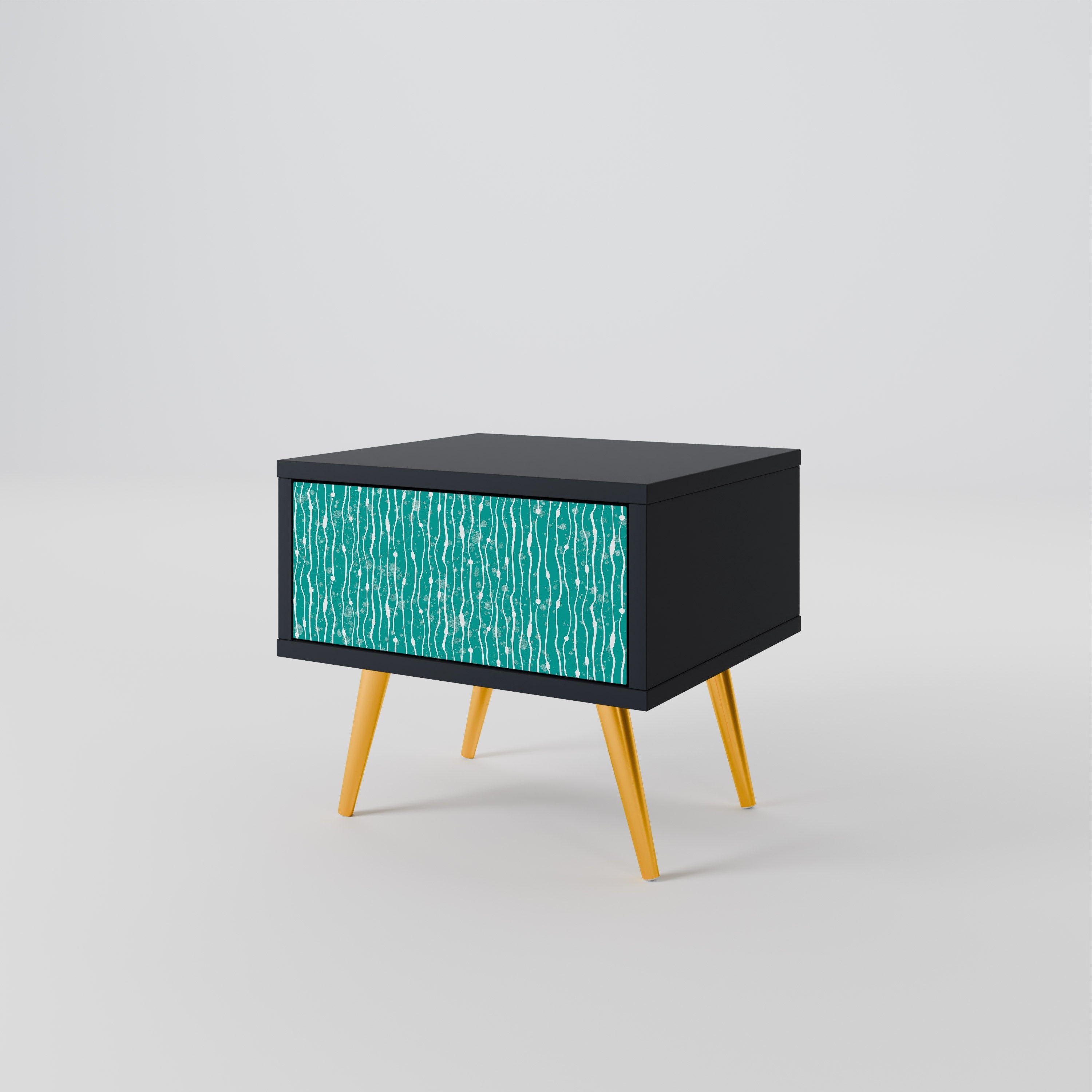 TURQUOISE RAIN Nachttisch in Schwarz