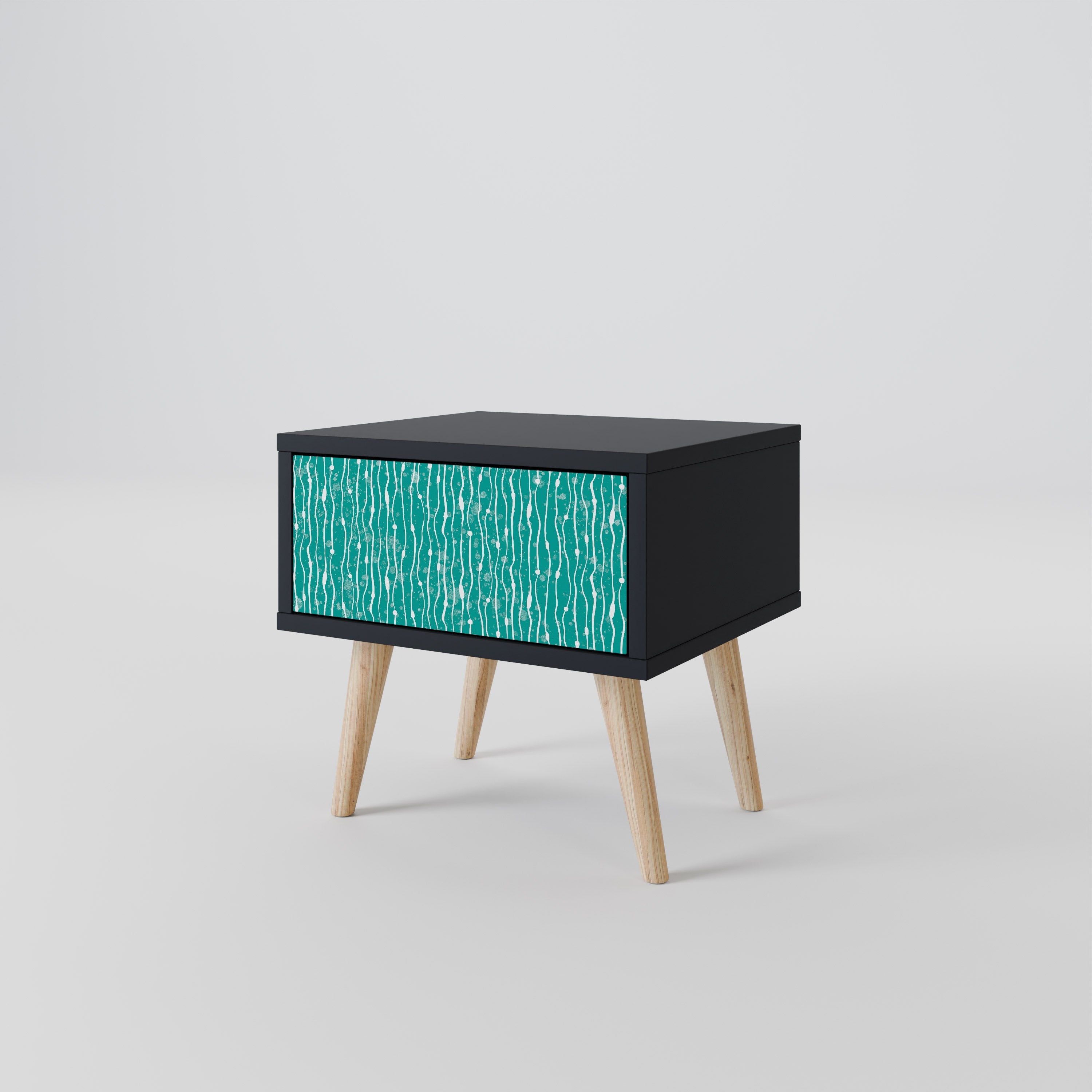 TURQUOISE RAIN Nachttisch in Schwarz
