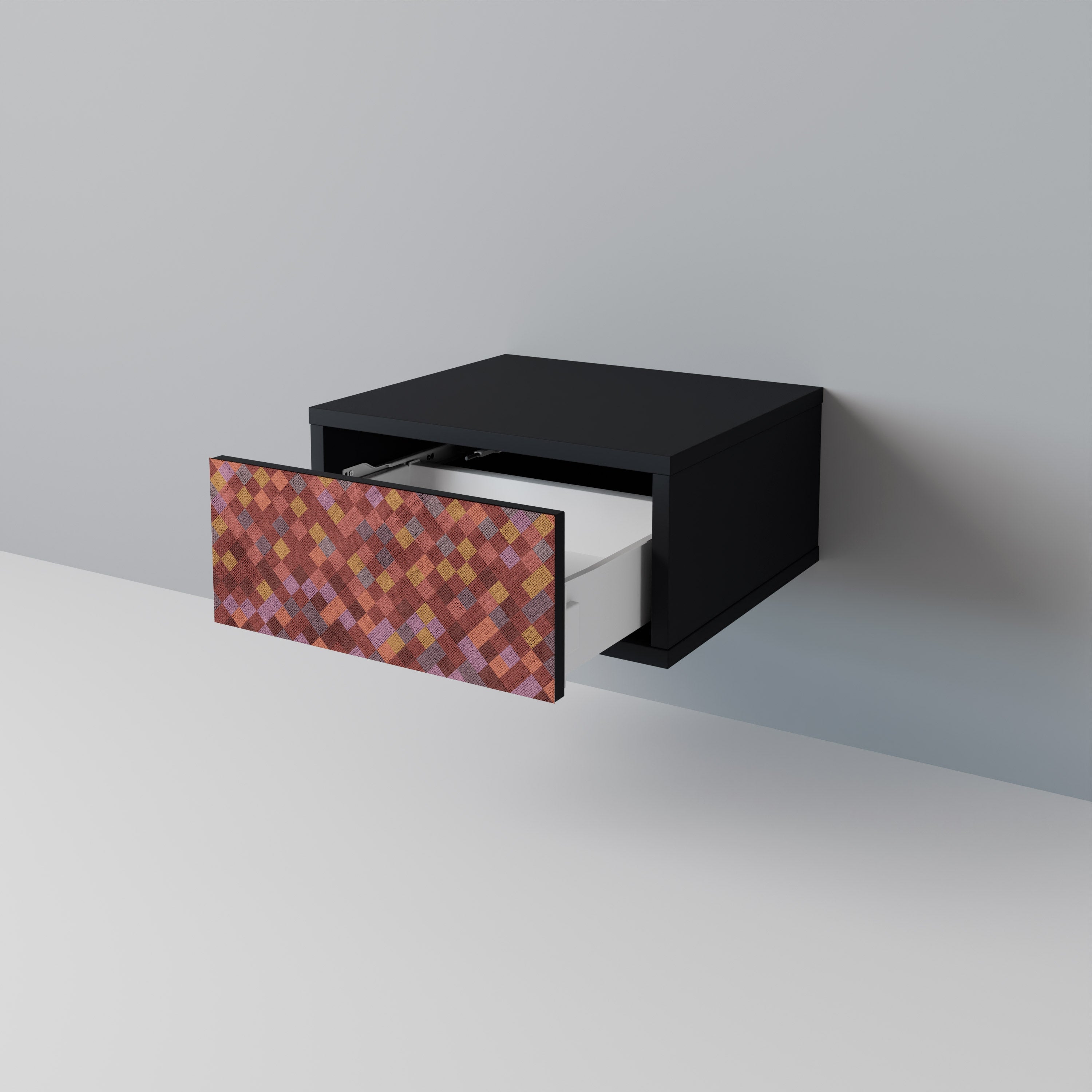 PAINTED SQUARES Nachttisch in Schwarz