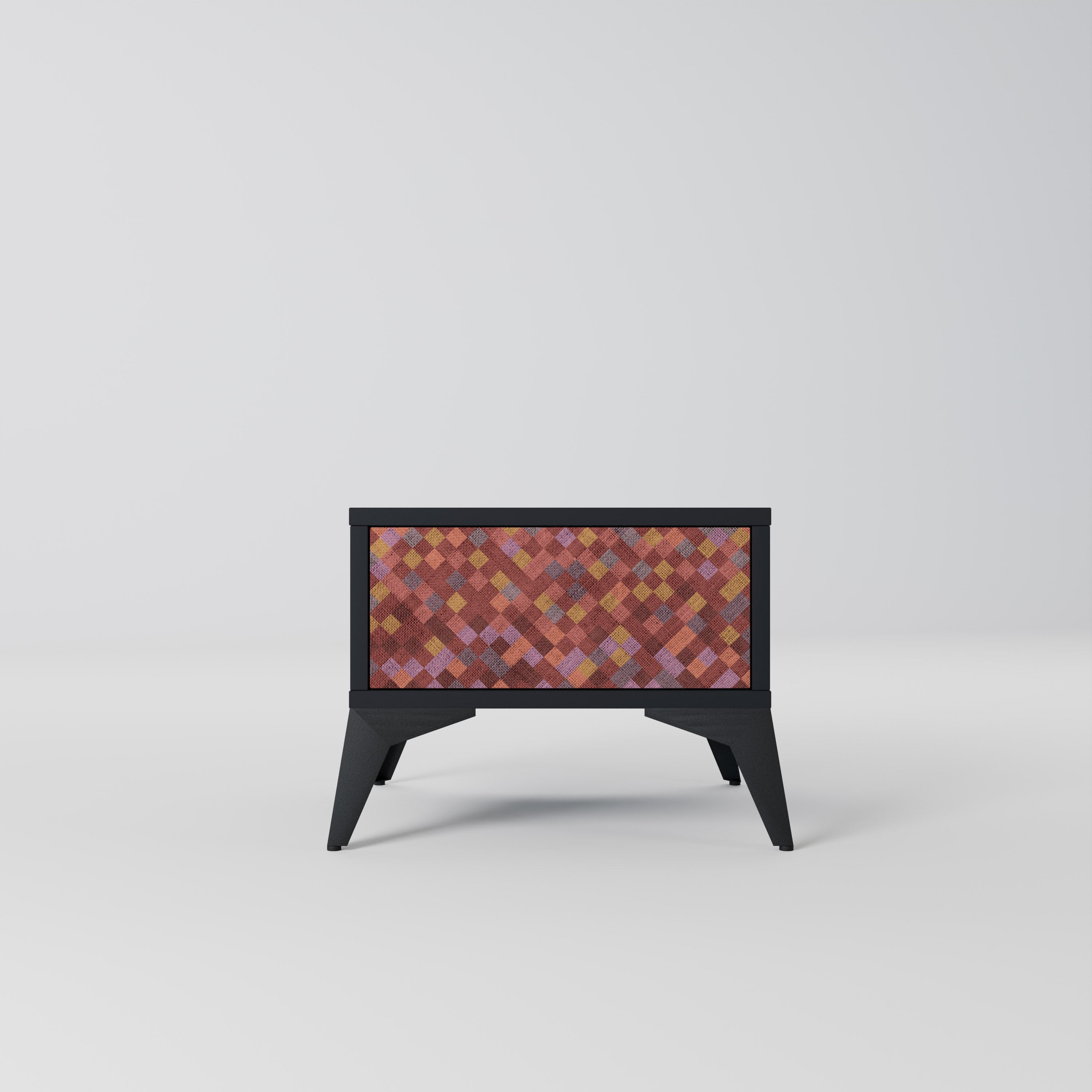 PAINTED SQUARES Nachttisch in Schwarz