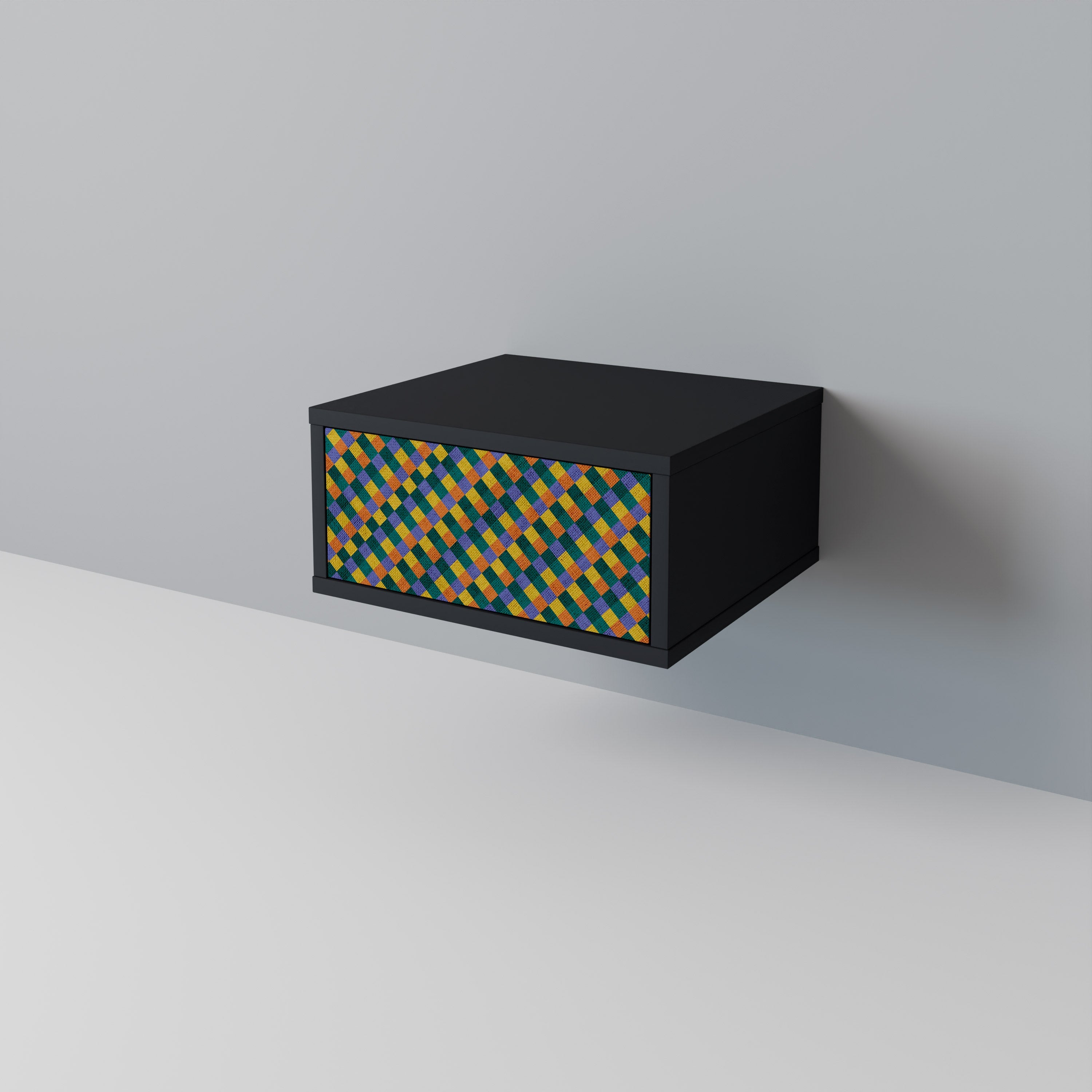 PAINTED SQUARES MIX Nachttisch in Schwarz