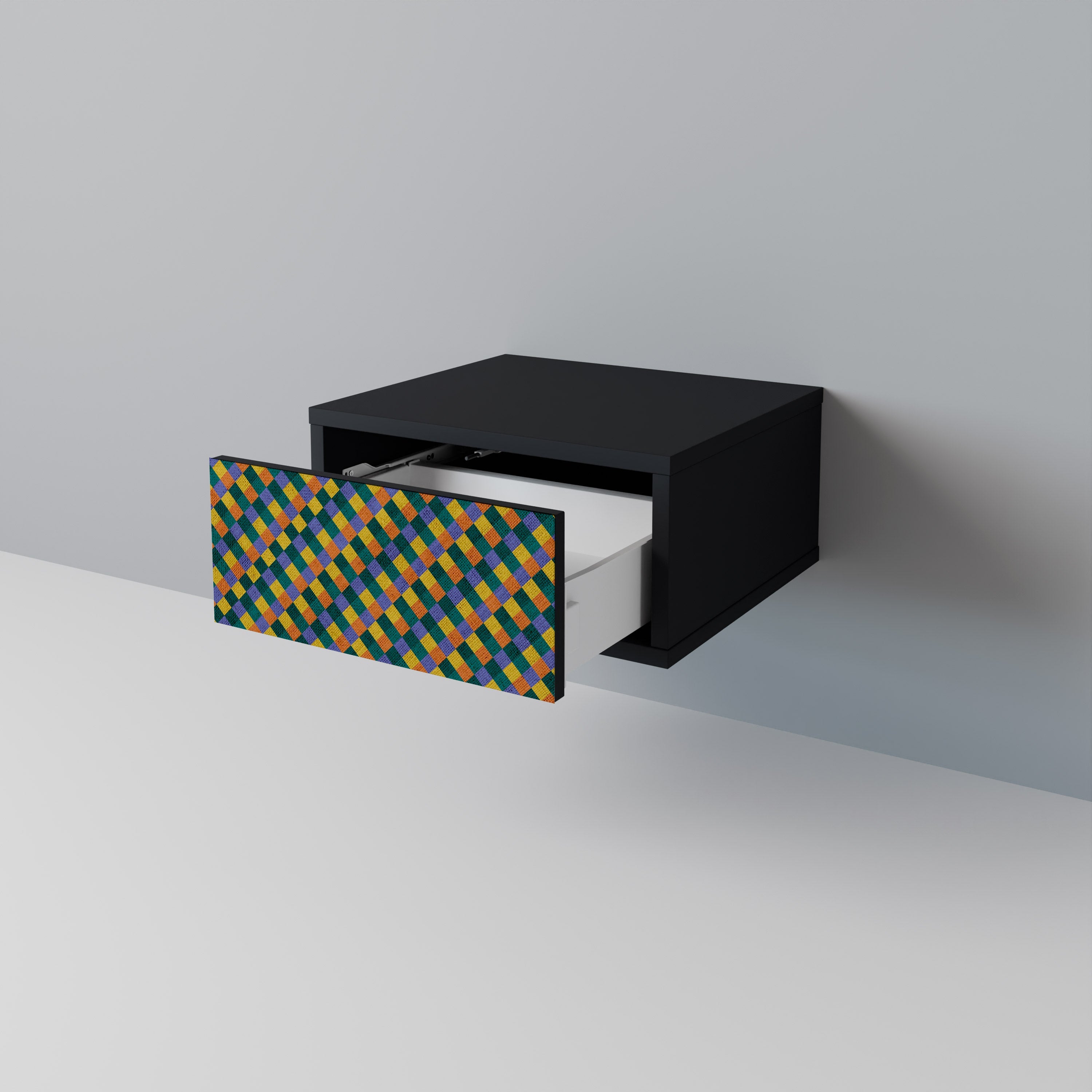 PAINTED SQUARES MIX Nachttisch in Schwarz