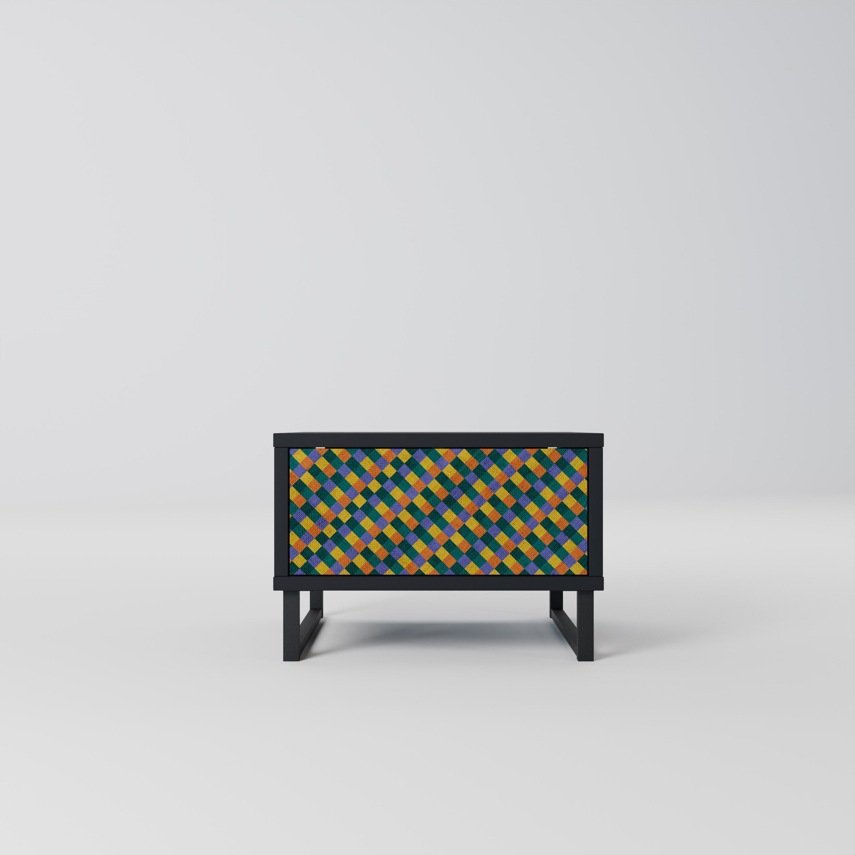 PAINTED SQUARES MIX Nachttisch in Schwarz