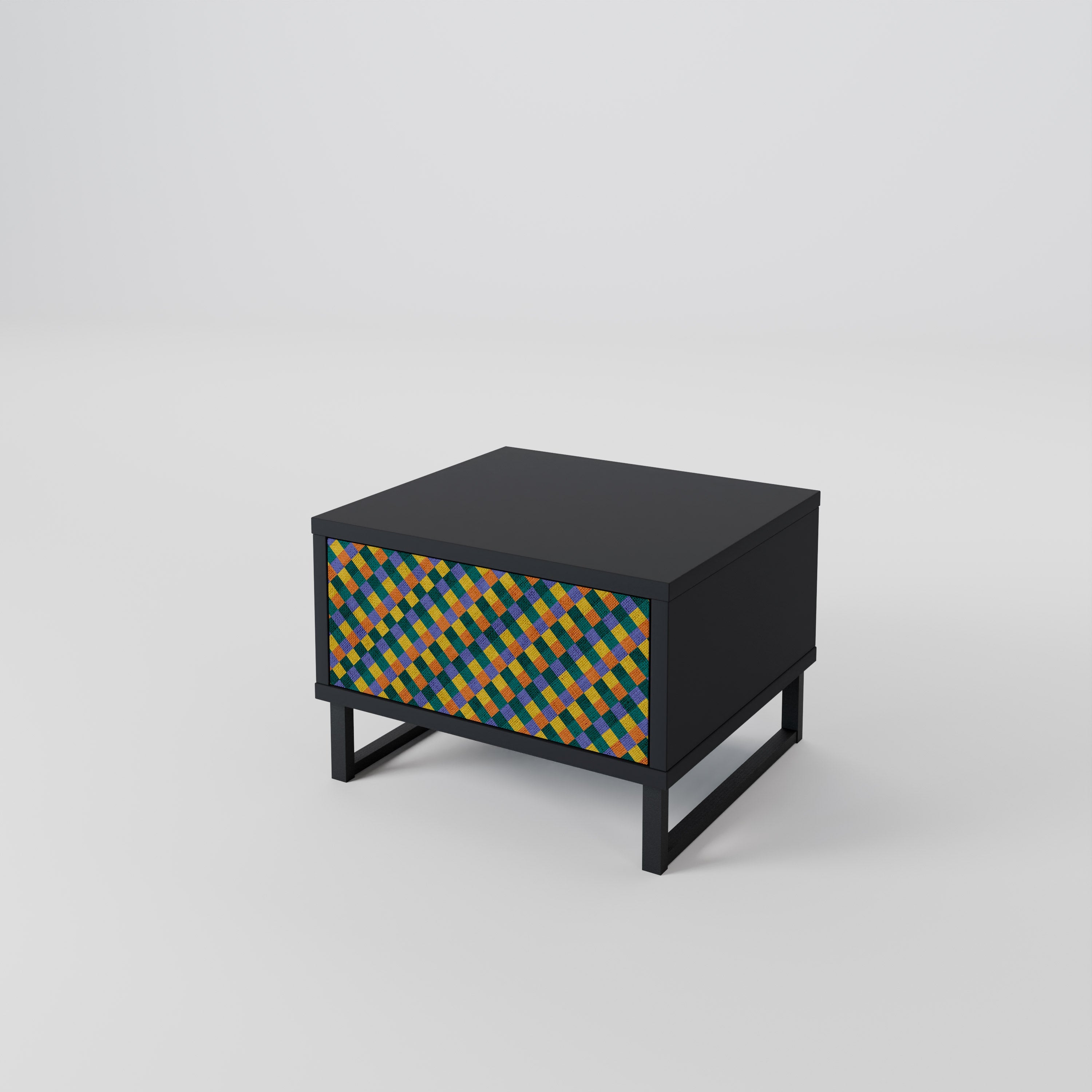 PAINTED SQUARES MIX Nachttisch in Schwarz