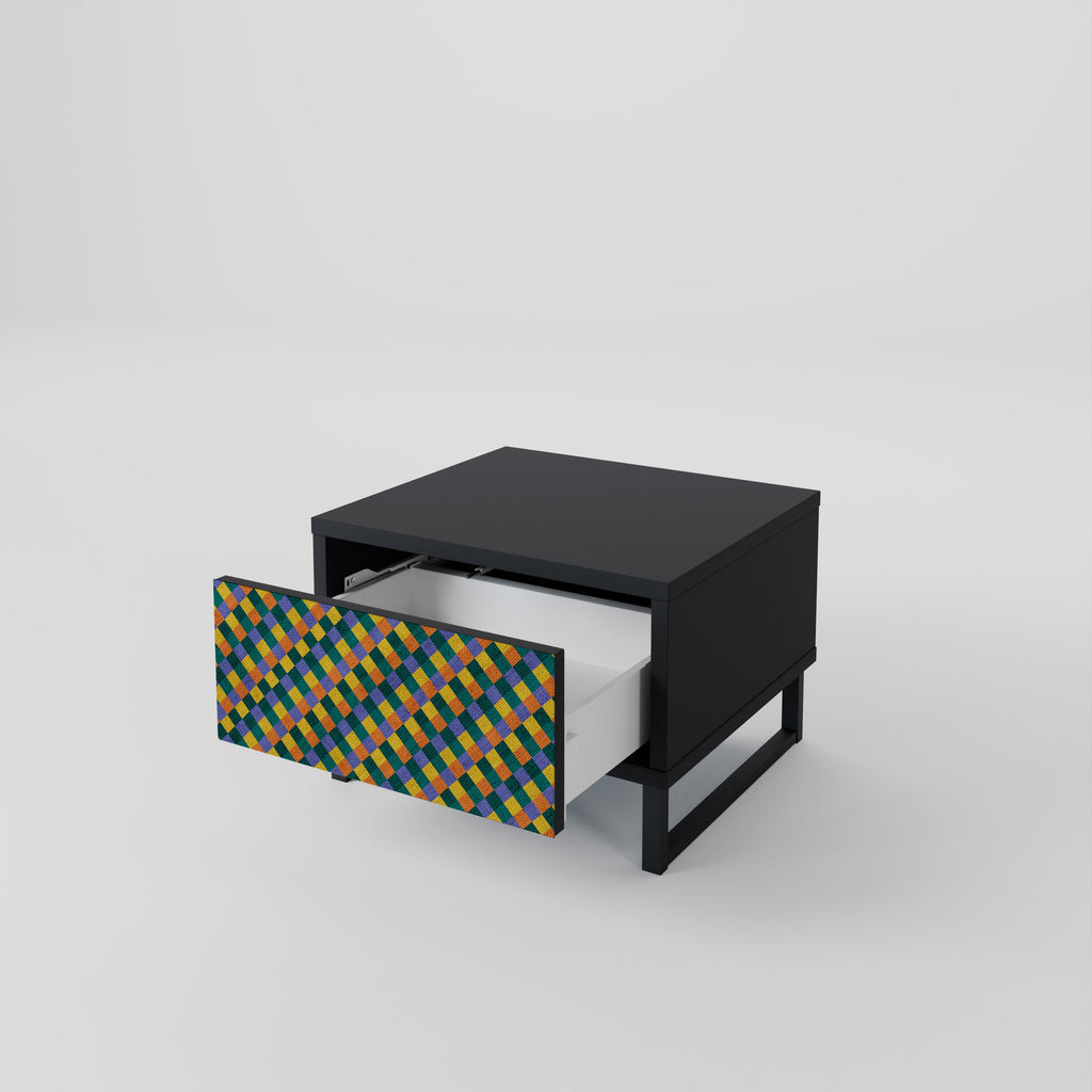 PAINTED SQUARES MIX Nachttisch in Schwarz