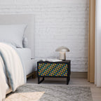 PAINTED SQUARES MIX Nightstand in Black Finish