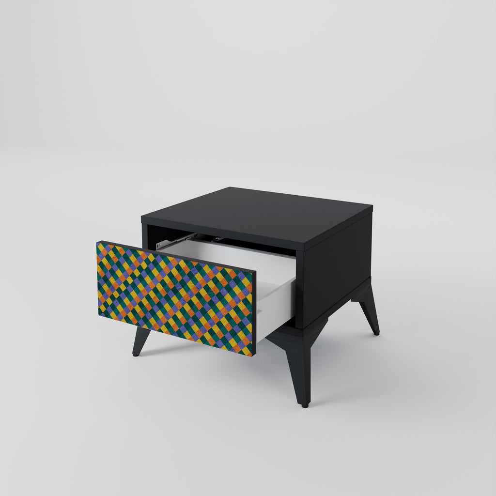 PAINTED SQUARES MIX Nachttisch in Schwarz