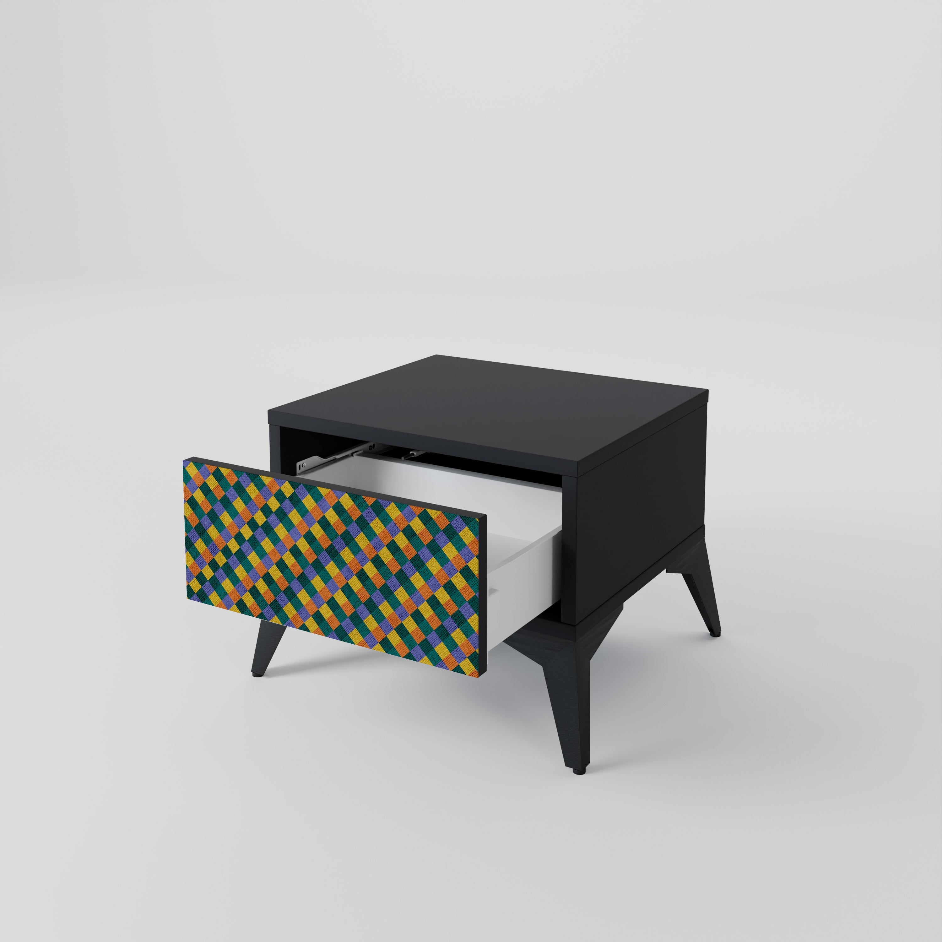 PAINTED SQUARES MIX Nachttisch in Schwarz